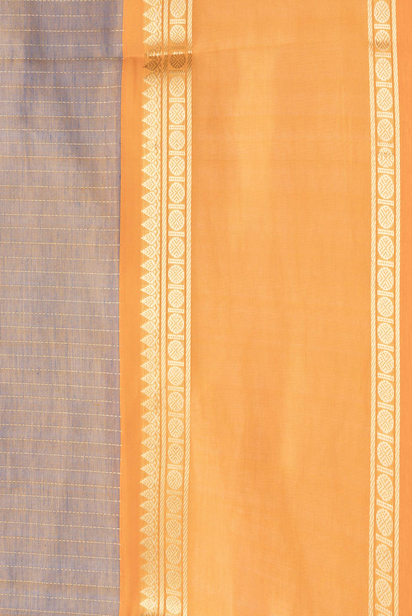 Border image of Brown Dual Tone Silk Cotton Saree with Stripes on the body and Zari Border. 