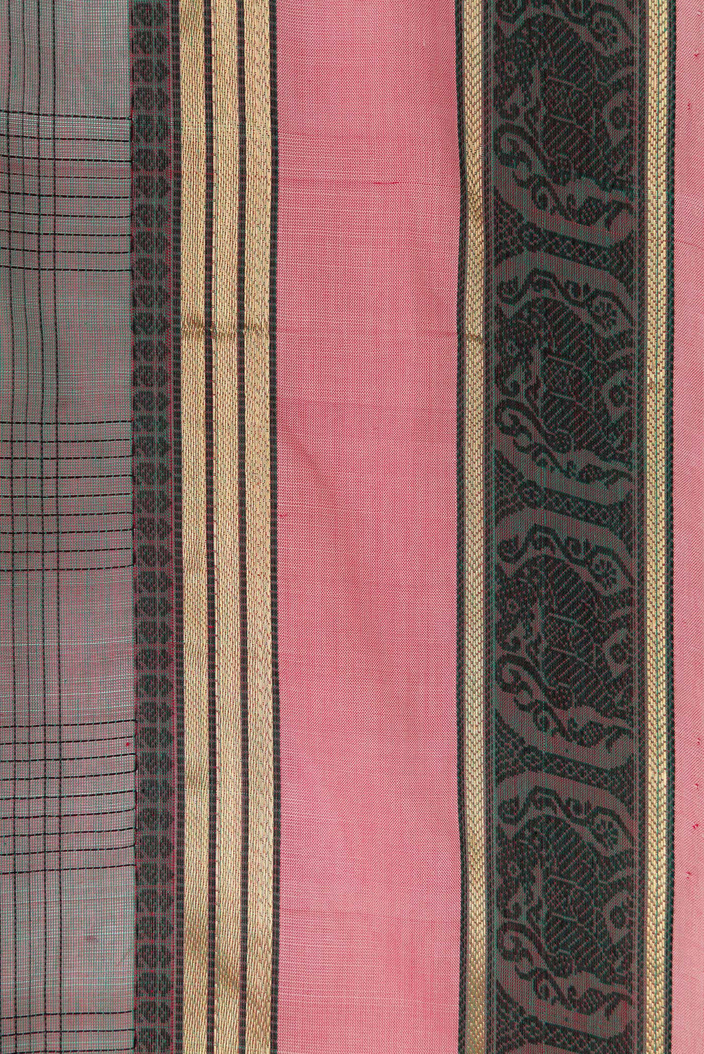 Border image of Green Dual Tone Silk Cotton Saree with Plain Body and Zari Border. 