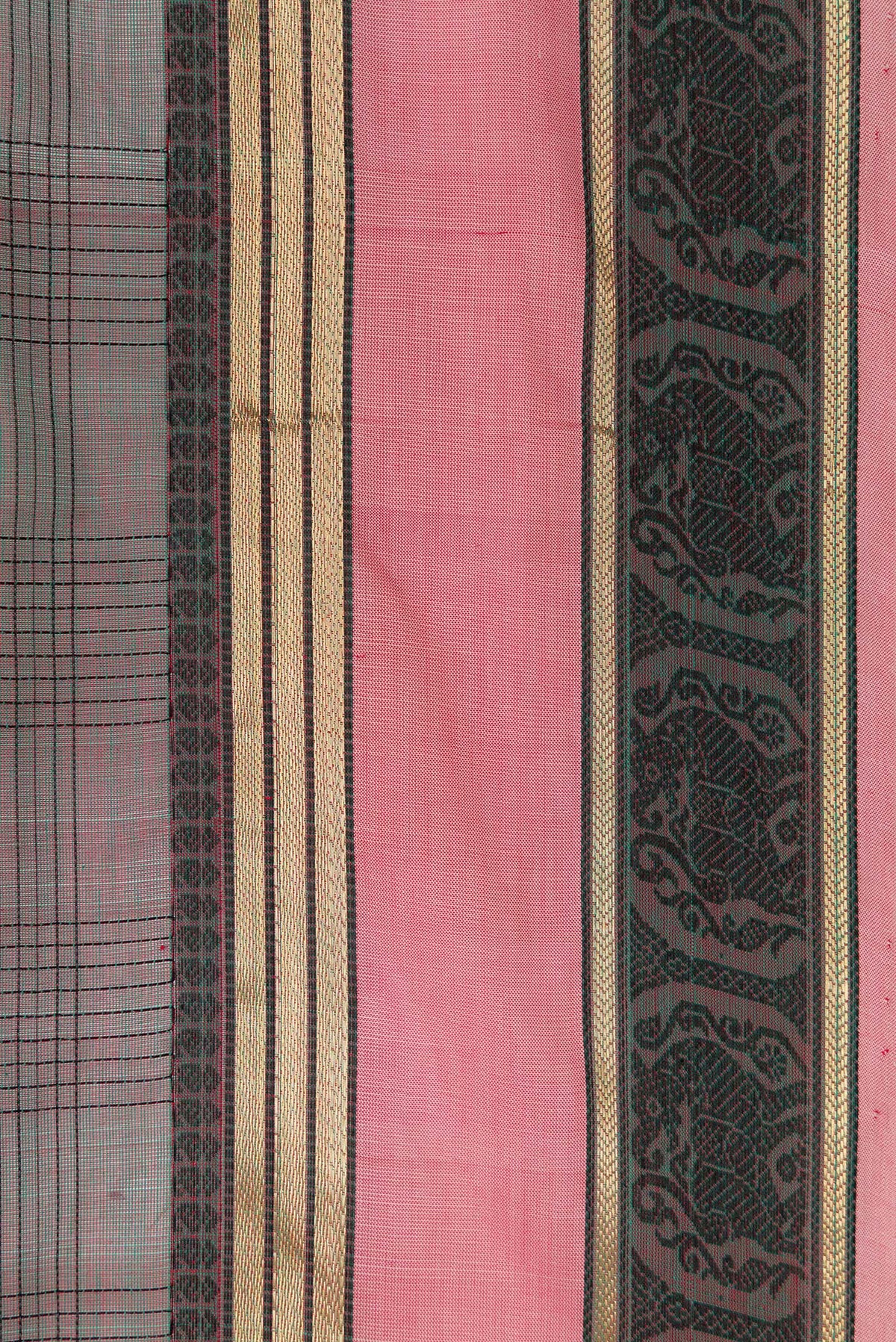 Border image of Green Dual Tone Silk Cotton Saree with Plain Body and Zari Border. 