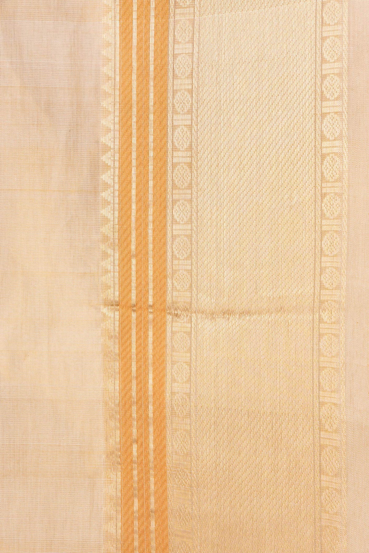 Border image of Sandal Dual Tone Silk Cotton Saree with Zari Butta on the body and Zari Border. 