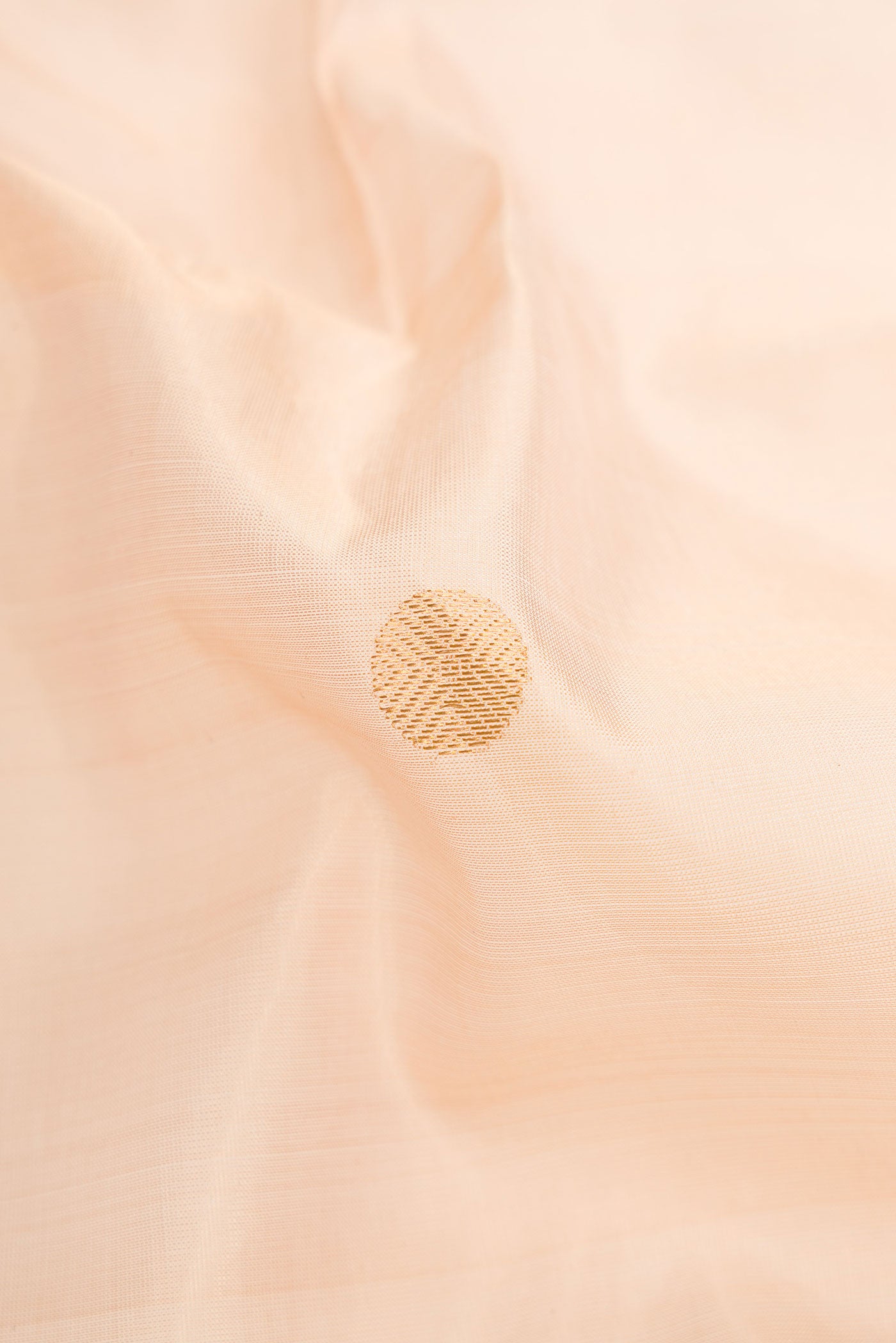 Close up of Sandal Dual Tone Silk Cotton Saree with Zari Butta on the body and Zari Border.  displaying folds