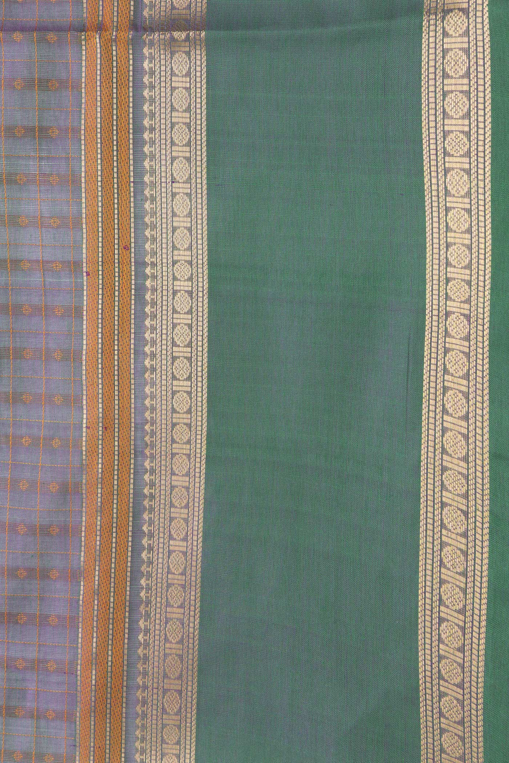 Border image of Green Dual Tone Silk Cotton Saree with Thread Butta on the body and Zari Border. 
