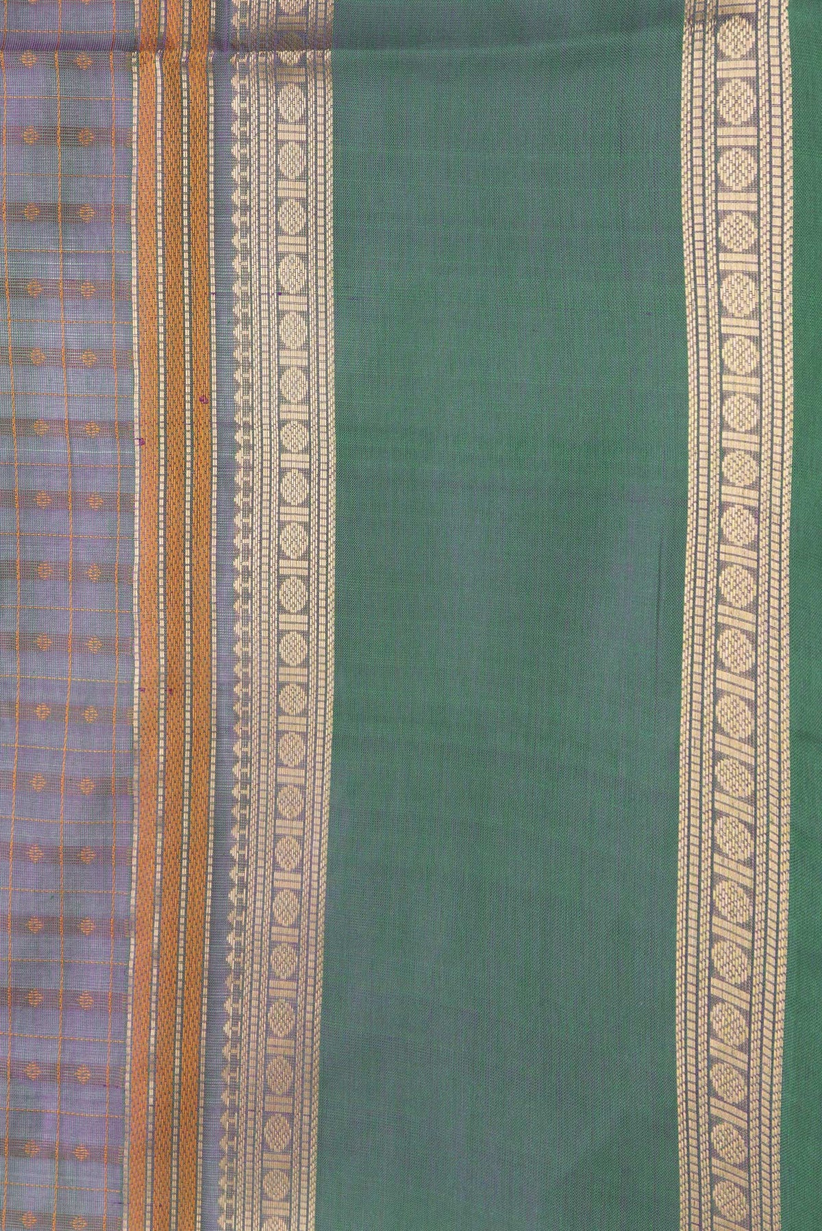 Border image of Green Dual Tone Silk Cotton Saree with Thread Butta on the body and Zari Border. 
