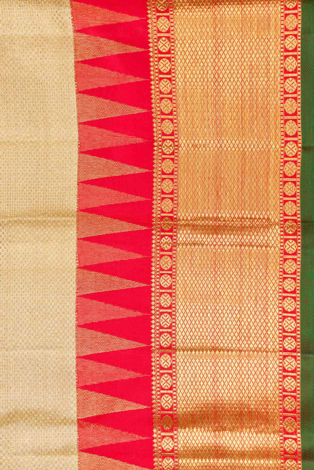 Border image of Pure Silk Pure Zari Gold Dual Tone Kanjivaram Tissue Saree with Zari Brocade on the body and Zari Border. 