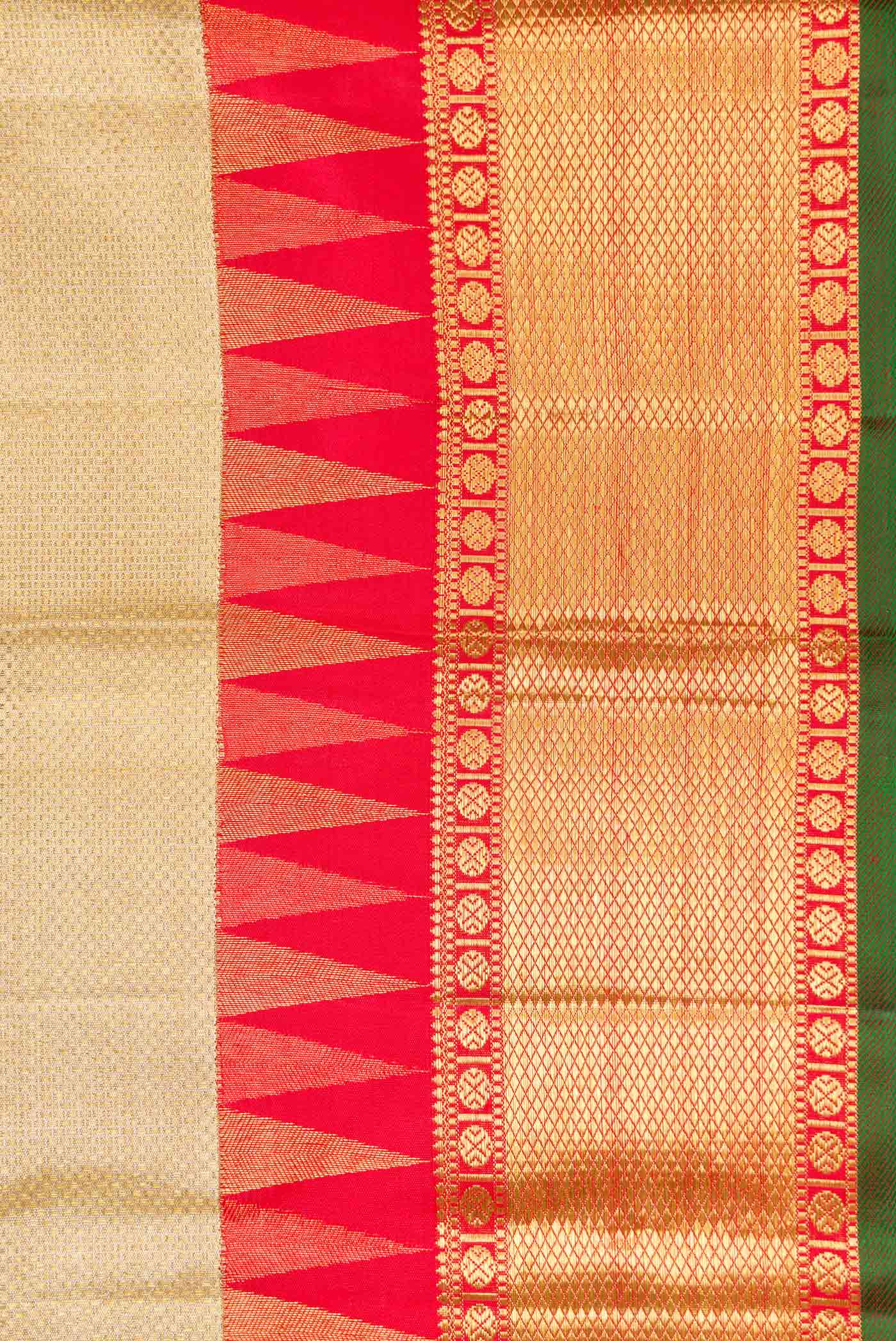 Border image of Pure Silk Pure Zari Gold Dual Tone Kanjivaram Tissue Saree with Zari Brocade on the body and Zari Border. 