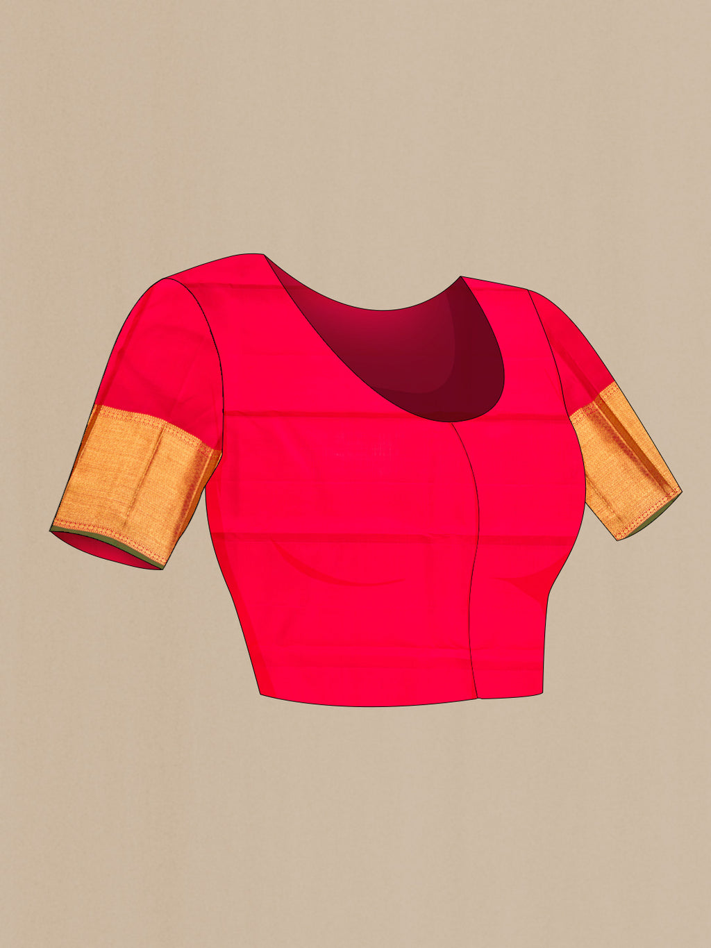 Close up image of the blouse of Pure Silk Pure Zari Green Dual Tone Kanchipuram Saree with Zari Brocade on the body and Zari Border