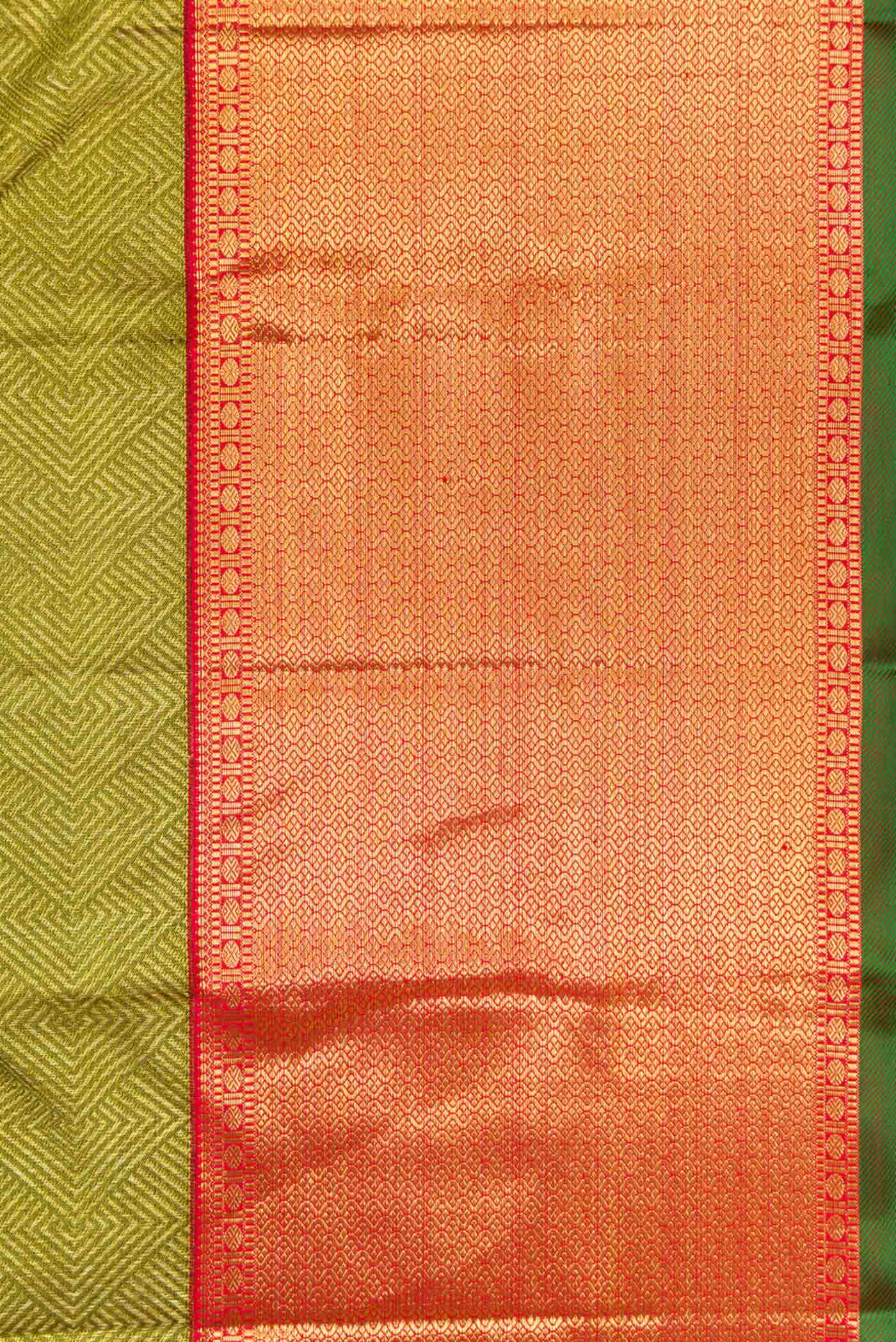 Border image of Pure Silk Pure Zari Green Dual Tone Kanchipuram Saree with Zari Brocade on the body and Zari Border