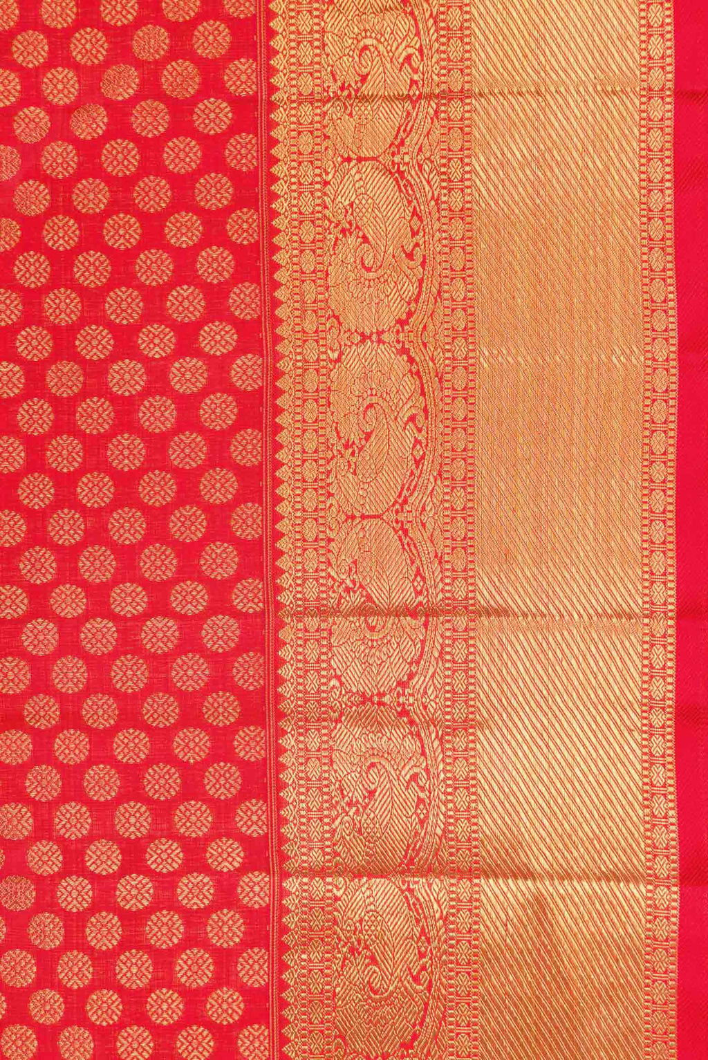 Border image of Pure Silk Pure Zari Red Dual Tone Kanchipuram Saree with Zari Brocade on the body and Zari Border