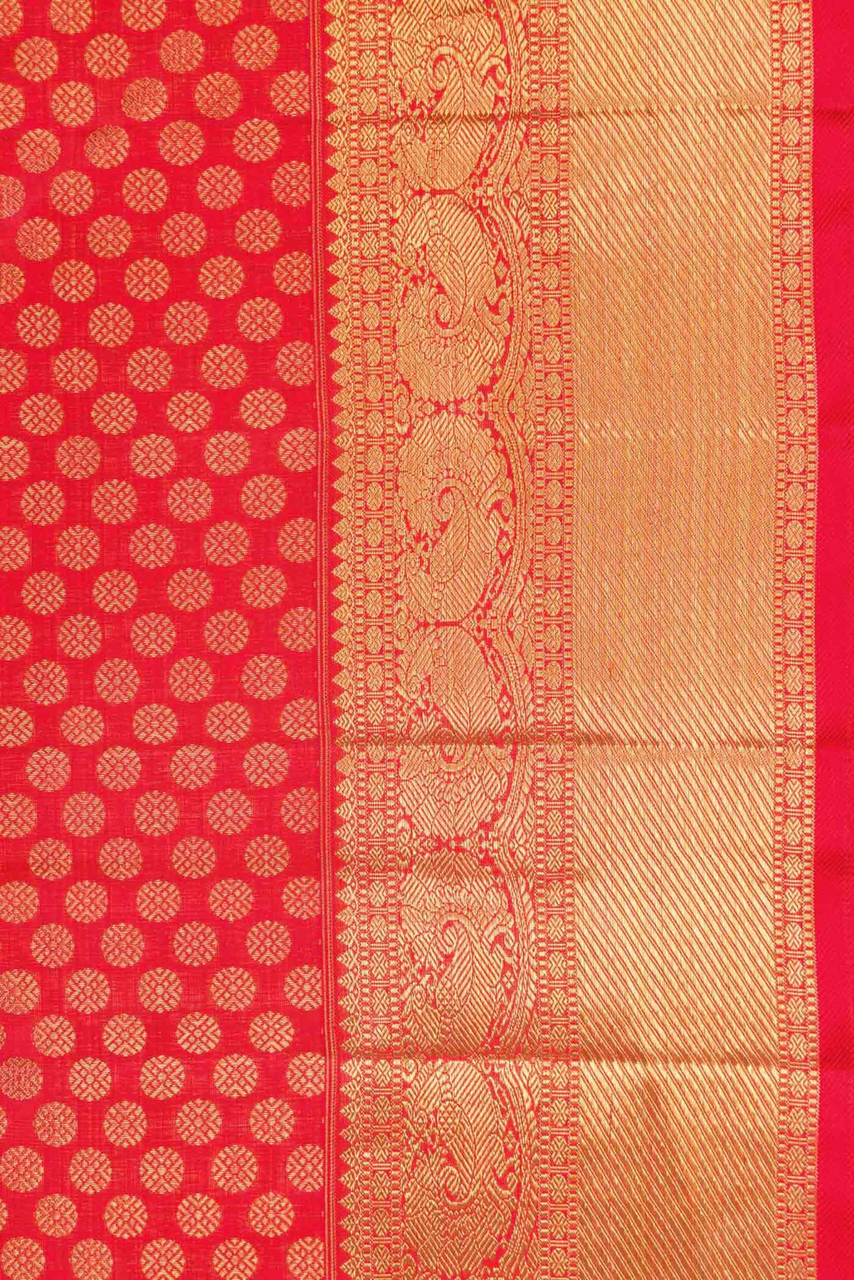 Border image of Pure Silk Pure Zari Red Dual Tone Kanchipuram Saree with Zari Brocade on the body and Zari Border