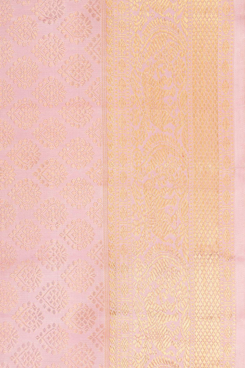 Border image of Pure Silk Pure Zari Pink Dual Tone Kanchipuram Saree with Zari Brocade on the body and Zari Border