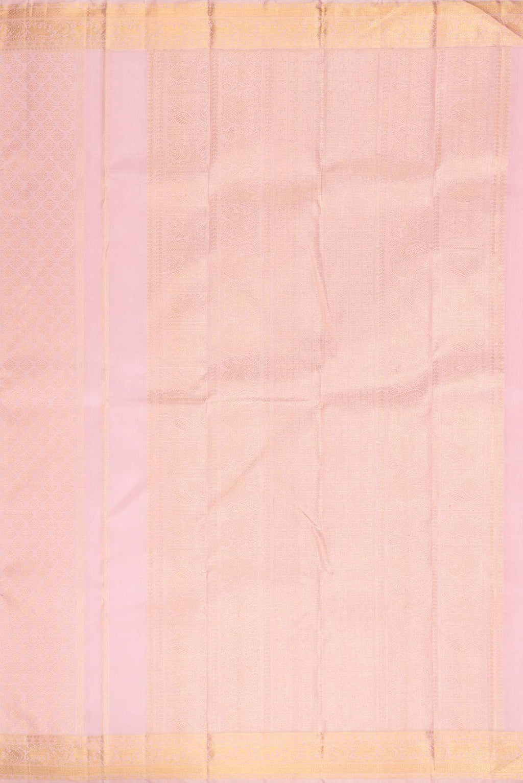 Close up image of the pallu of Pure Silk Pure Zari Pink Dual Tone Kanchipuram Saree with Zari Brocade on the body and Zari Border