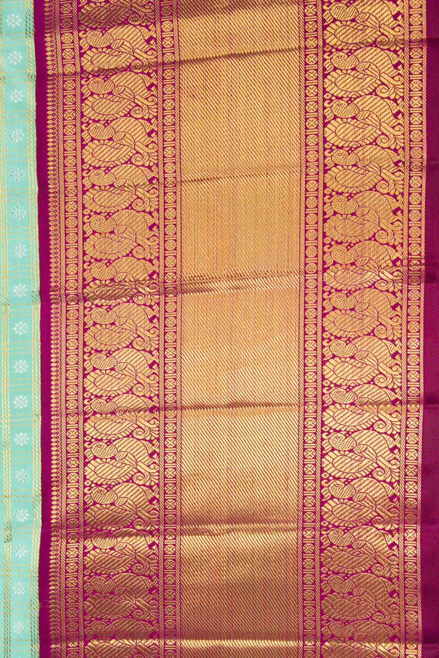 Border image of Pure Silk Pure Zari Sea Green Dual Tone Kanchipuram Saree with Zari Brocade on the body and Zari Border