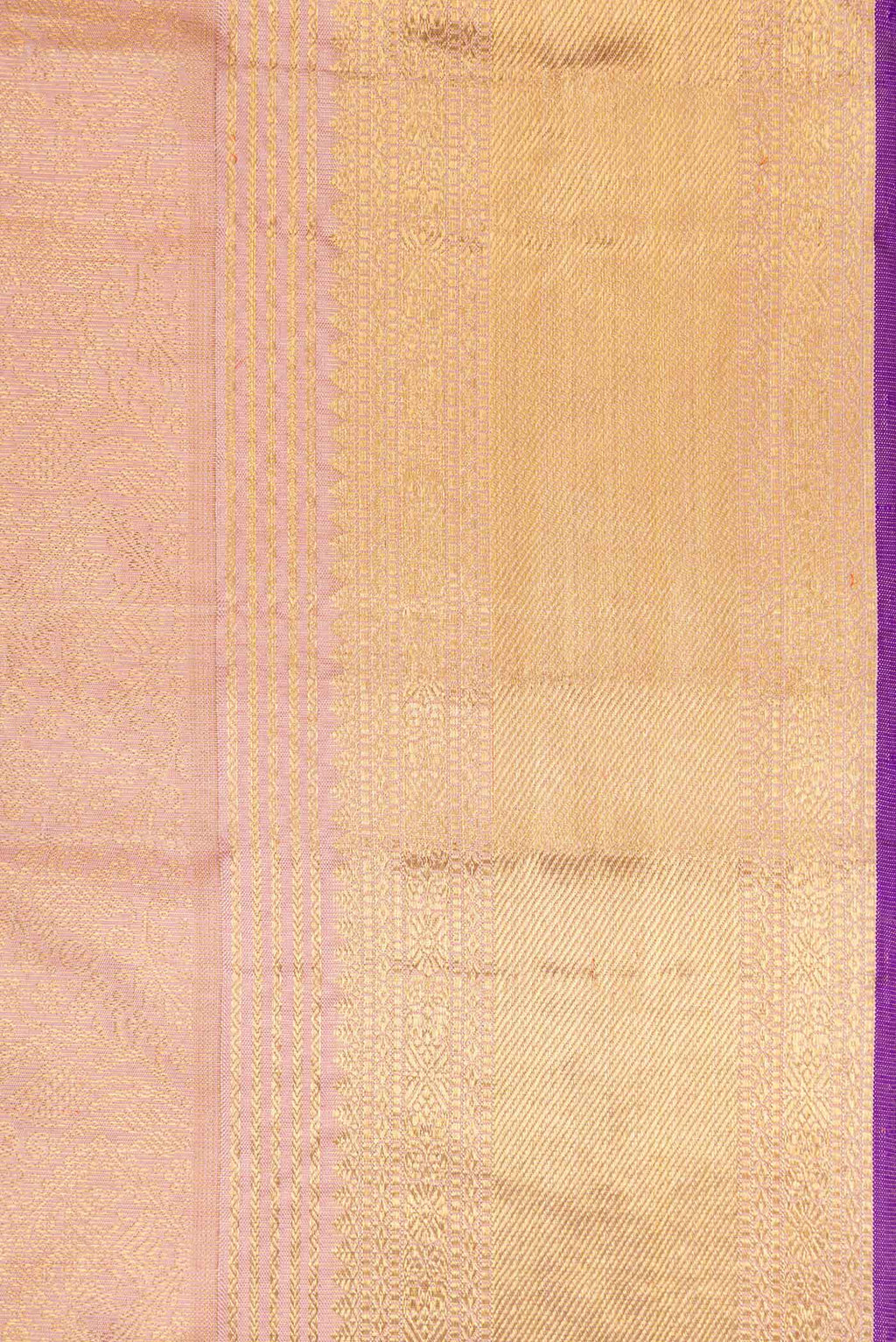 Border image of Pure Silk Pure Zari Rose Gold Kanchipuram Saree with Zari Brocade on the body and Zari Border