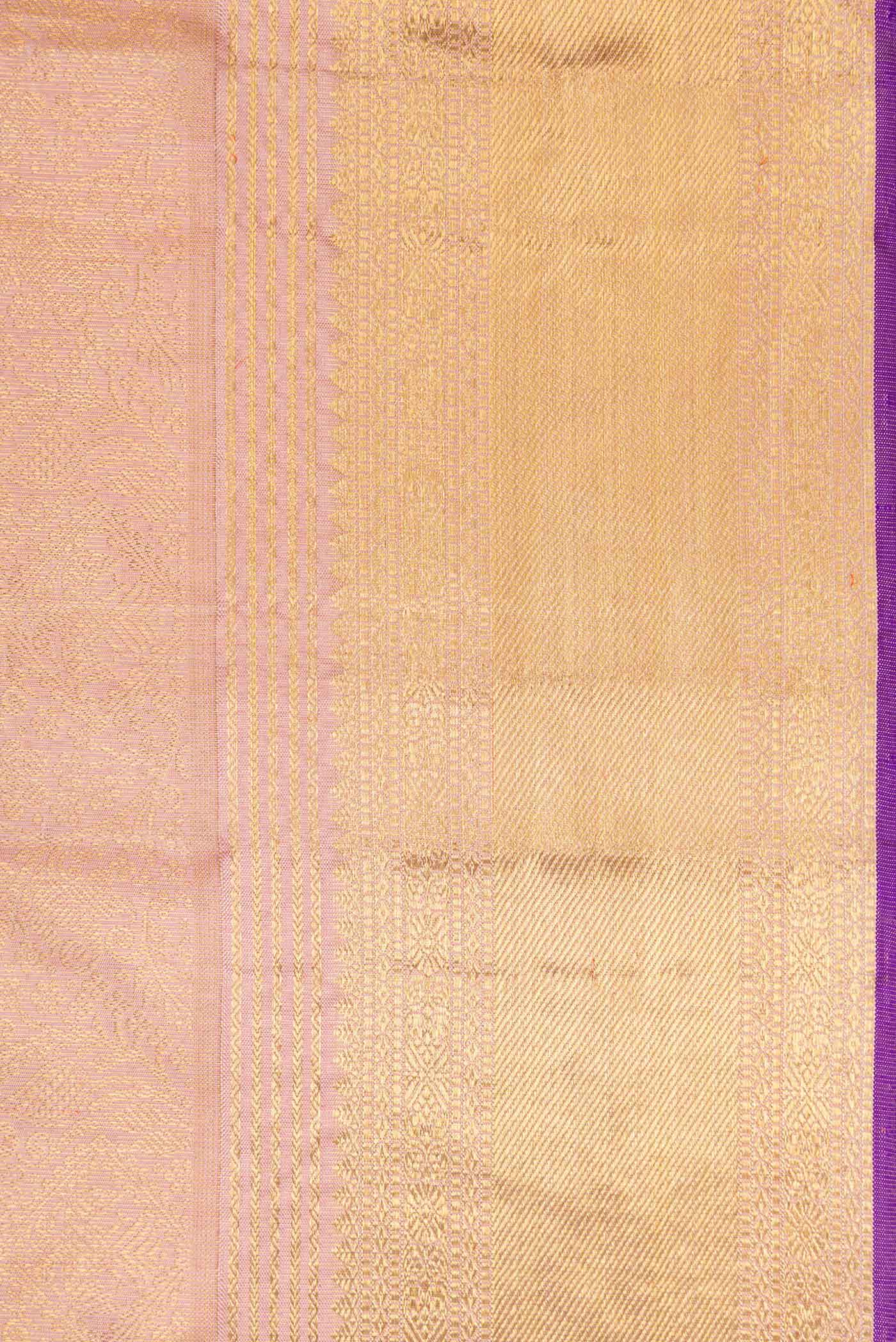 Border image of Pure Silk Pure Zari Rose Gold Kanchipuram Saree with Zari Brocade on the body and Zari Border