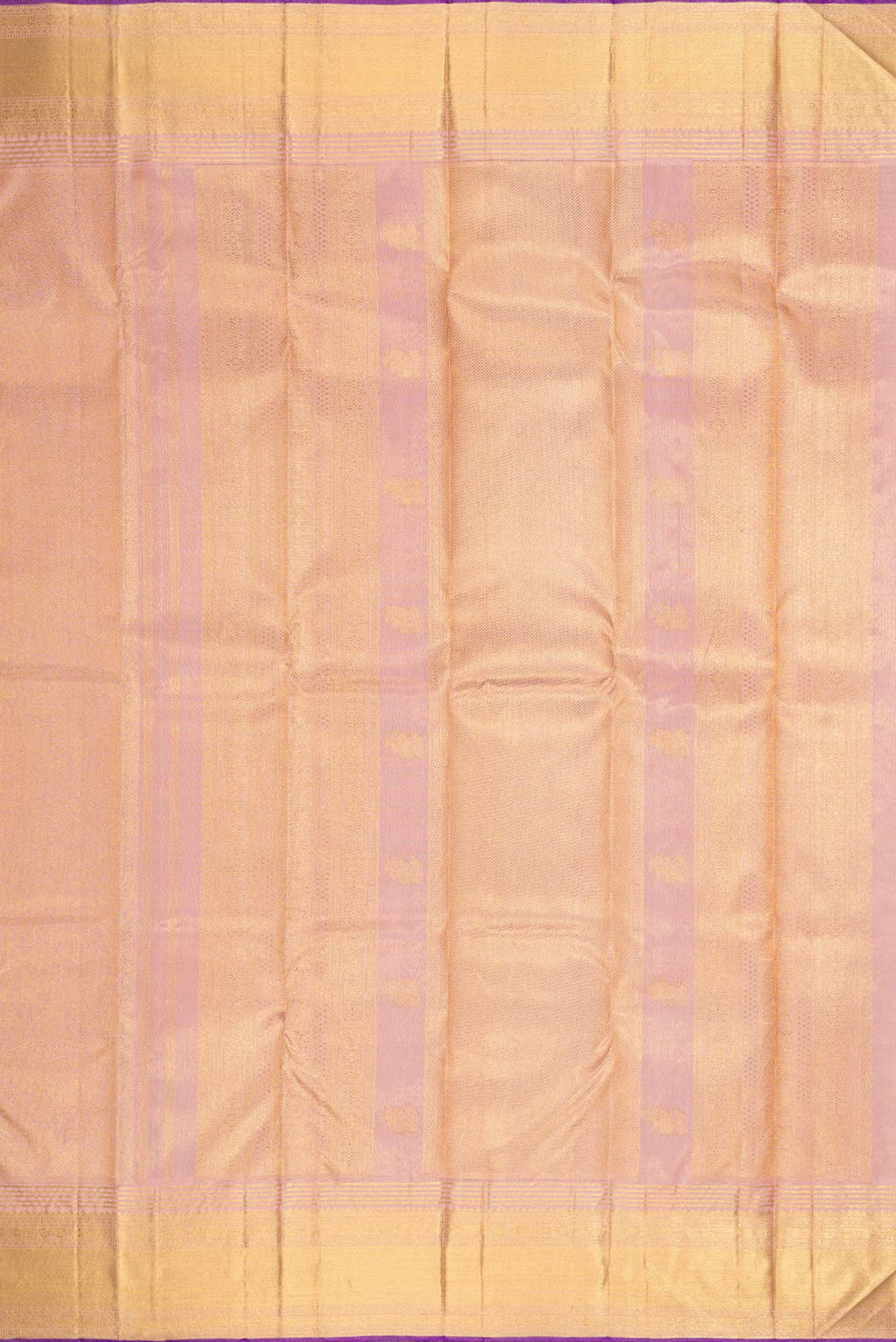 Close up image of the pallu of Pure Silk Pure Zari Rose Gold Kanchipuram Saree with Zari Brocade on the body and Zari Border