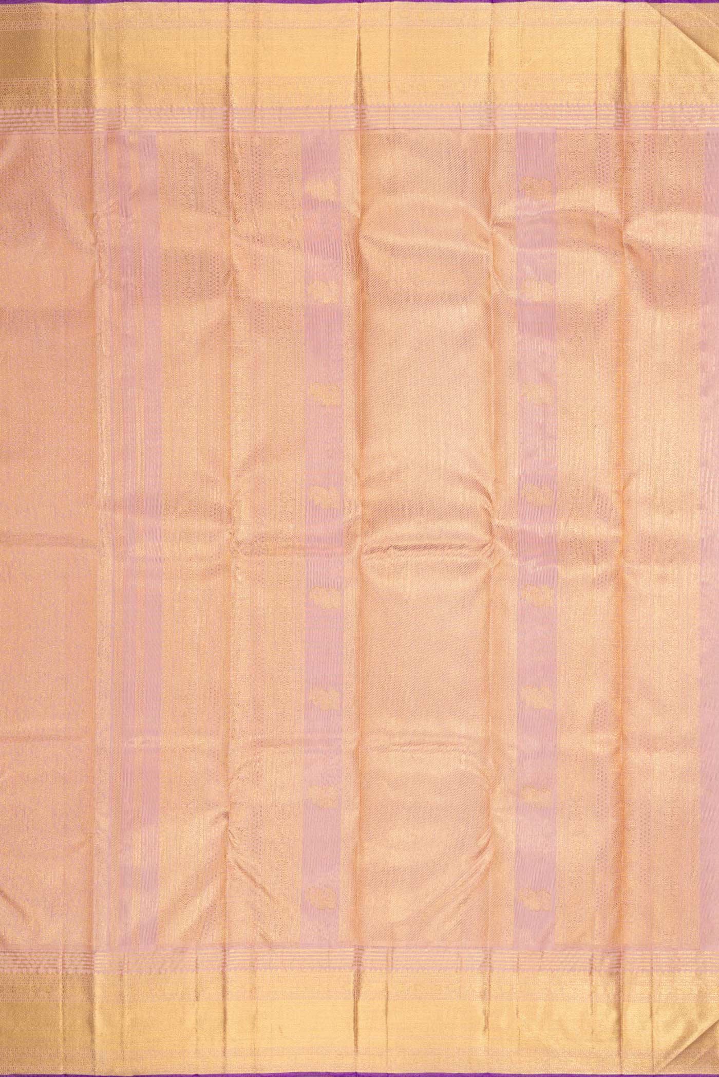 Close up image of the pallu of Pure Silk Pure Zari Rose Gold Kanchipuram Saree with Zari Brocade on the body and Zari Border