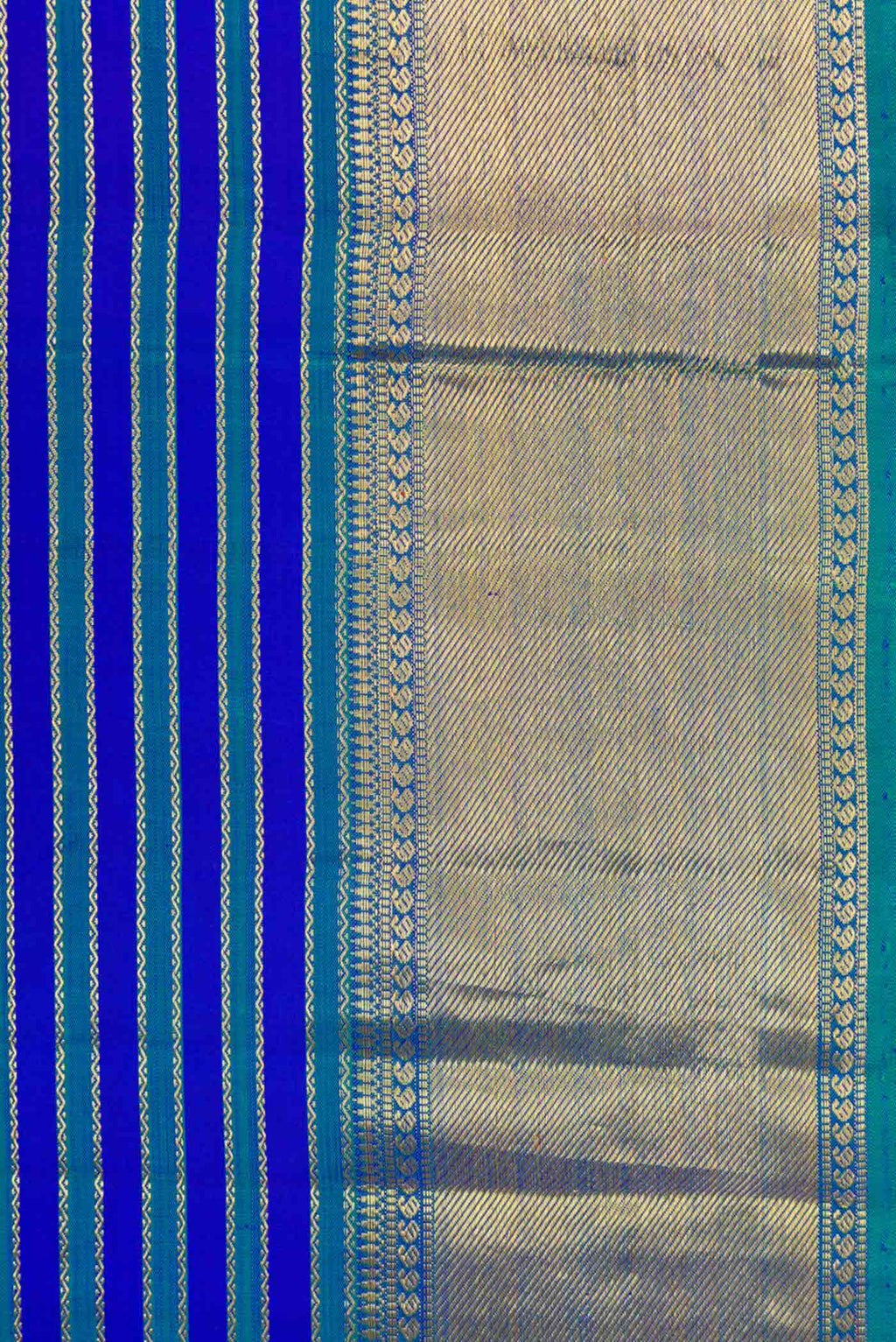 Border image of Pure Silk Pure Zari Royal Blue Dual Tone Kanchipuram Saree with Stripes on the body and Zari Border