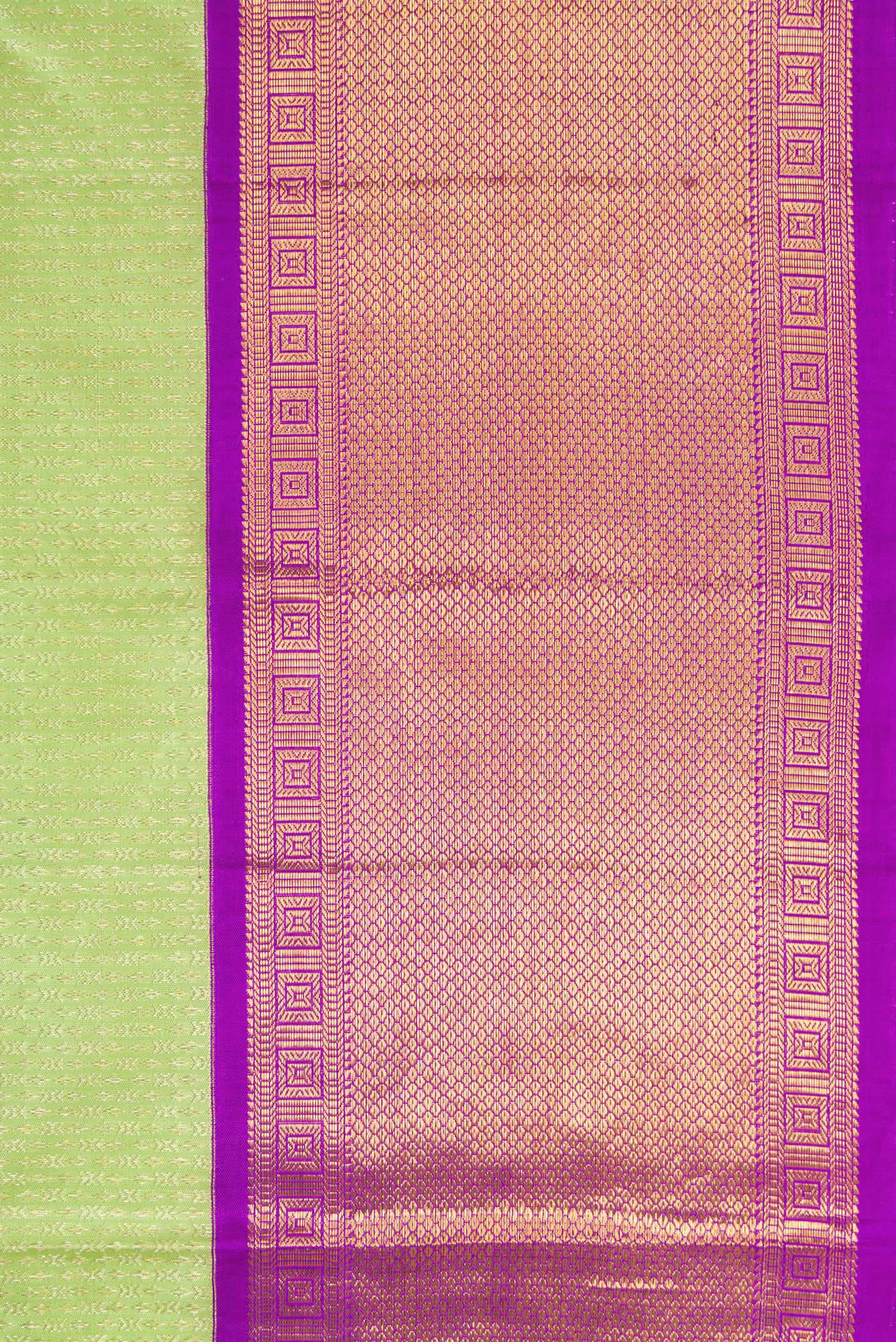 Border image of Pista Green Dual Tone Kanjivaram Silk Saree with Zari Brocade on the body and Zari Border. 