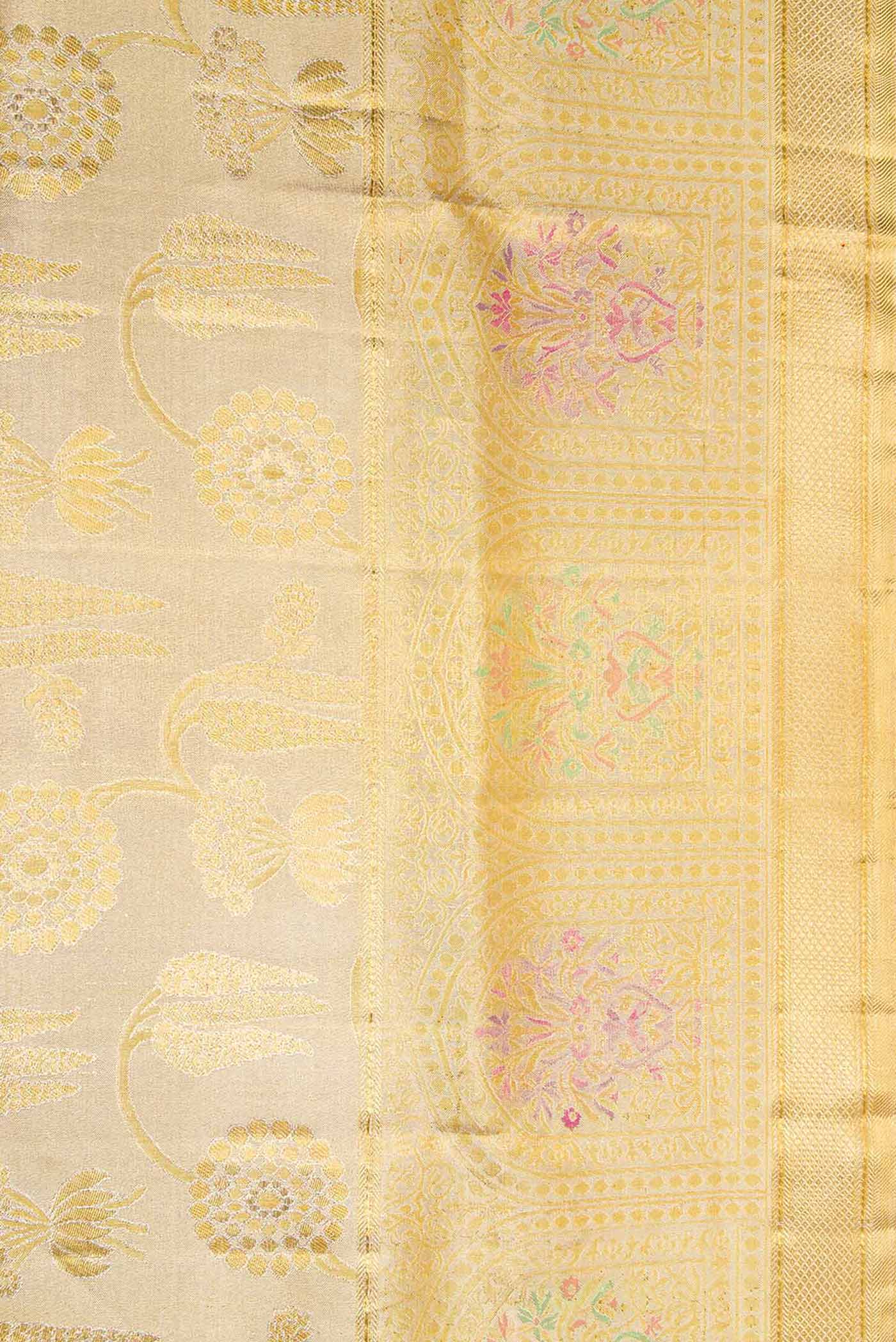 Border image of Gold Dual Tone Kanjivaram Tissue Silk Saree with Zari Brocade on the body and Fancy Border. 