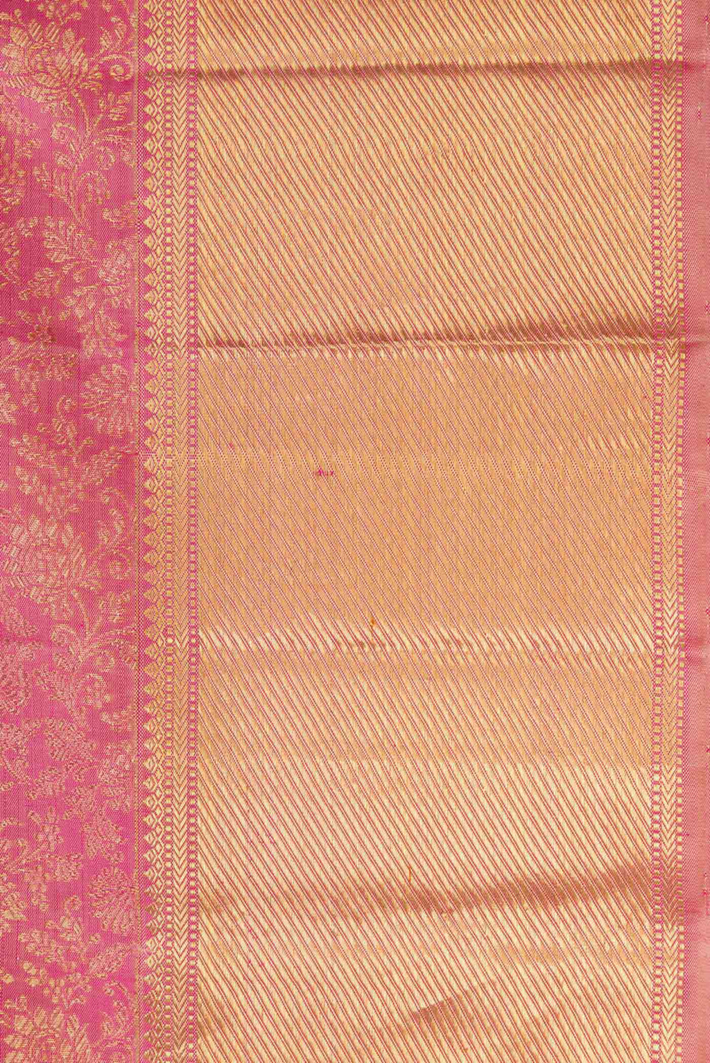 Border image of Pure Silk Pure Zari Pink Dual Tone Kanchipuram Saree with Zari Brocade on the body and Zari Border