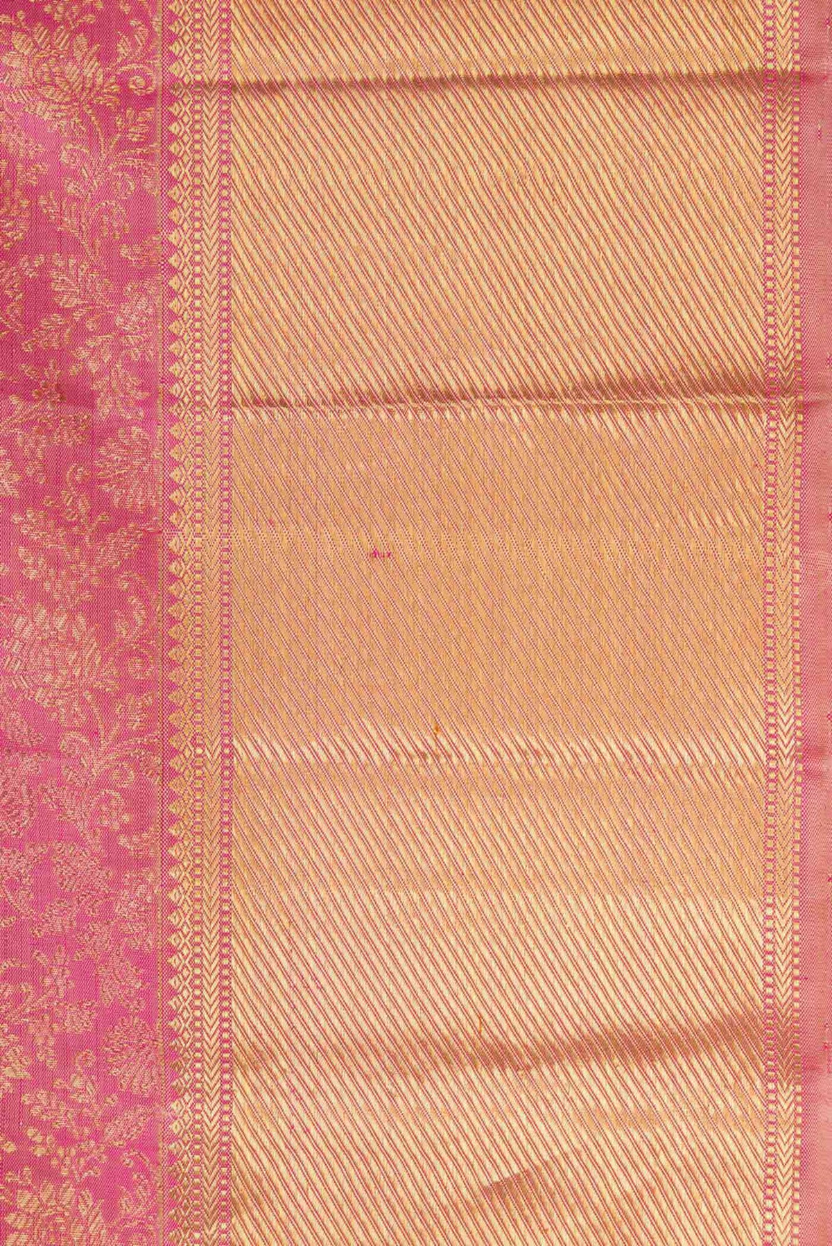 Border image of Pure Silk Pure Zari Pink Dual Tone Kanchipuram Saree with Zari Brocade on the body and Zari Border