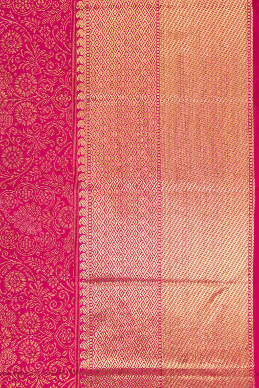 Border image of Pure Silk Pure Zari Pink Dual Tone Kanchipuram Saree with Zari Brocade on the body and Zari Border