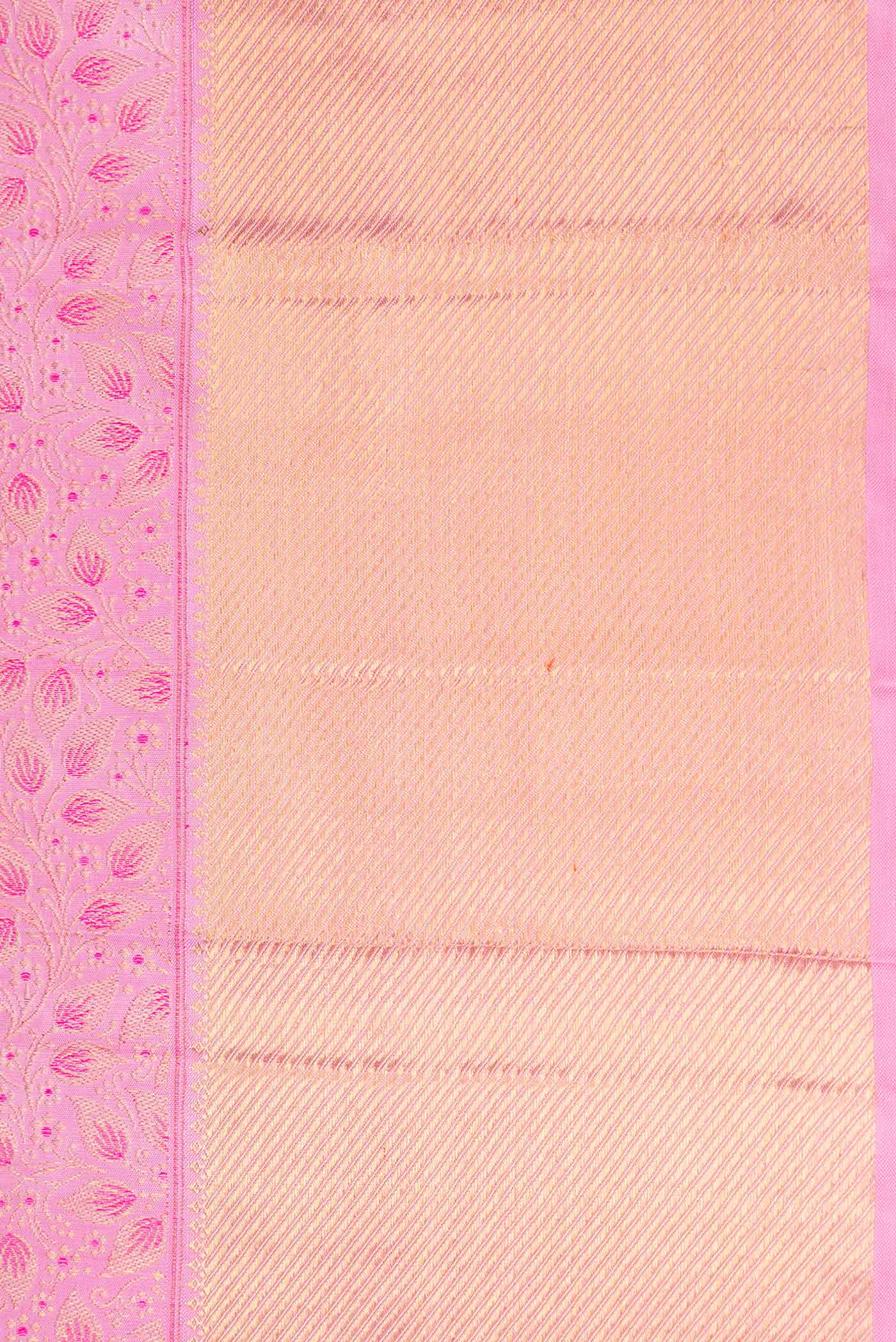 Border image of Pure Silk Pure Zari Pink Dual Tone Kanchipuram Saree with Zari Brocade on the body and Zari Border