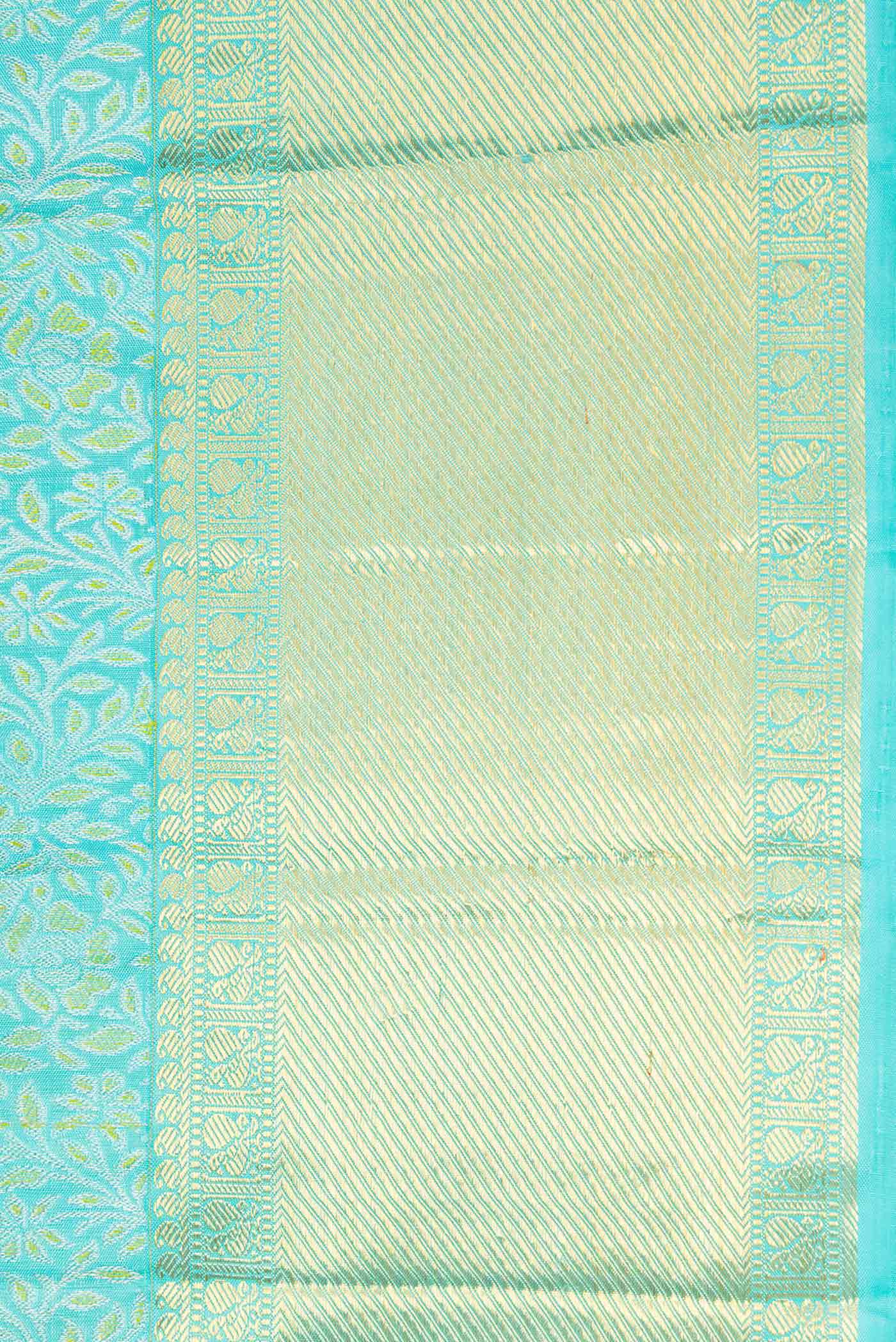 Border image of Pure Silk Pure Zari Sky Blue Dual Tone Kanchipuram Saree with Zari Brocade on the body and Zari Border