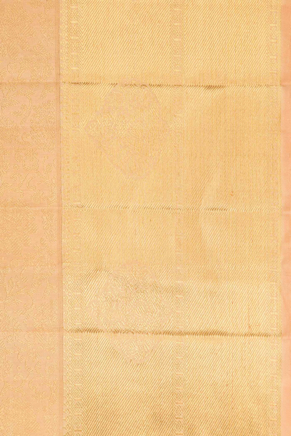 Border image of Pure Silk Pure Zari Golden Peach Dual Tone Kanchipuram Saree with Zari Brocade on the body and Zari Border
