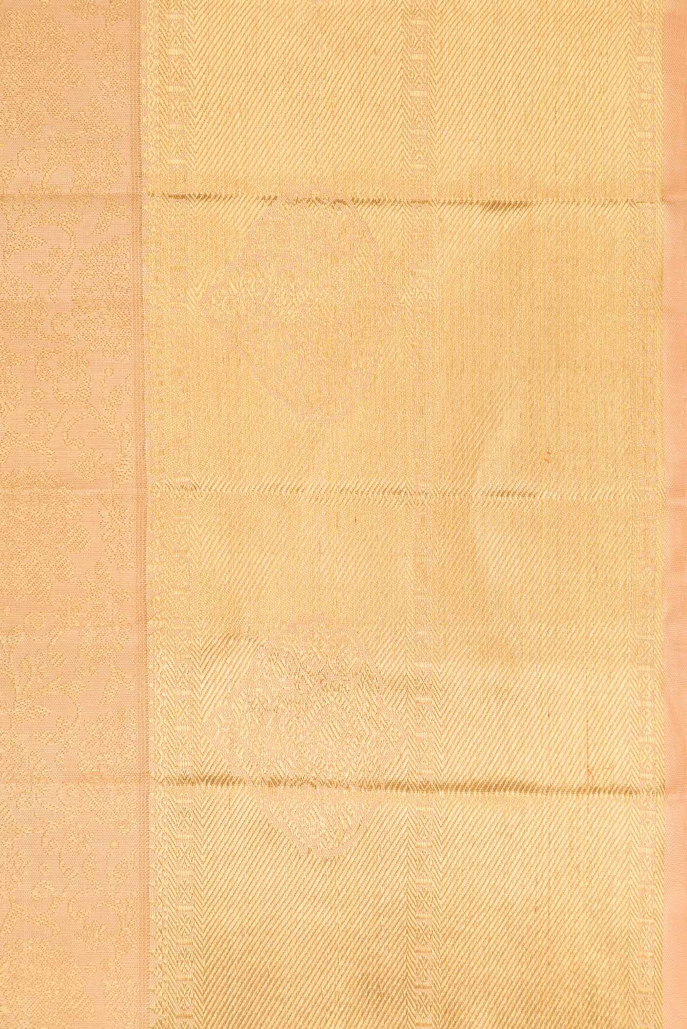Border image of Pure Silk Pure Zari Golden Peach Dual Tone Kanchipuram Saree with Zari Brocade on the body and Zari Border