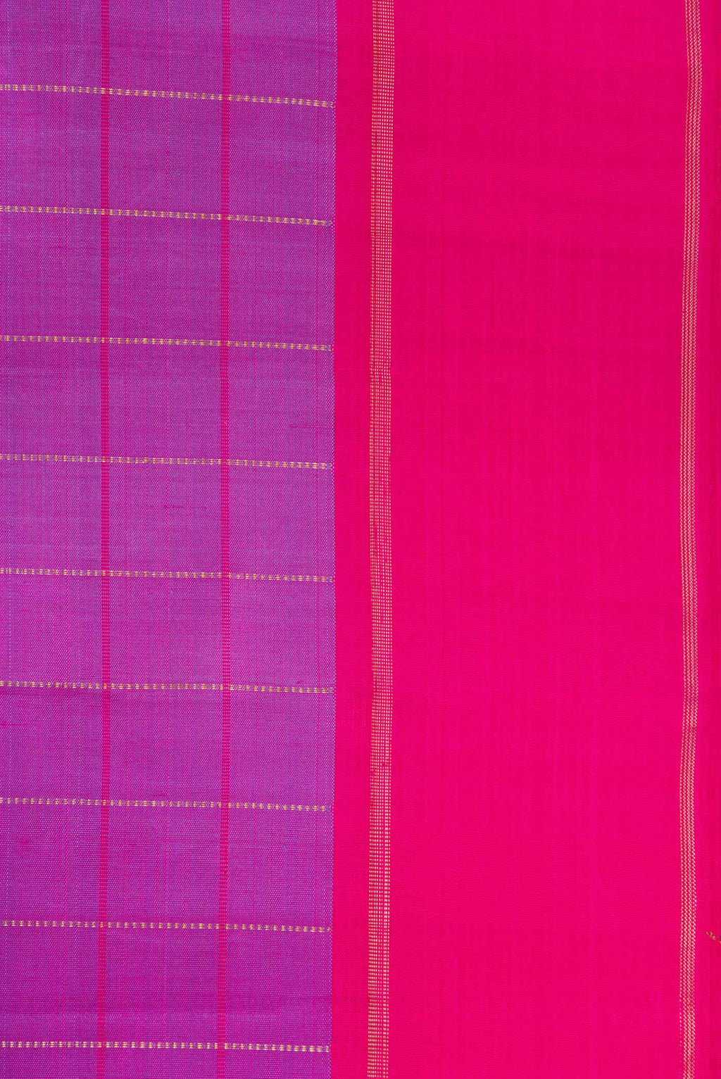 Border image of Purple Dual Tone Kanjivaram Silk Saree with Checked design on the body and Zari Border. 