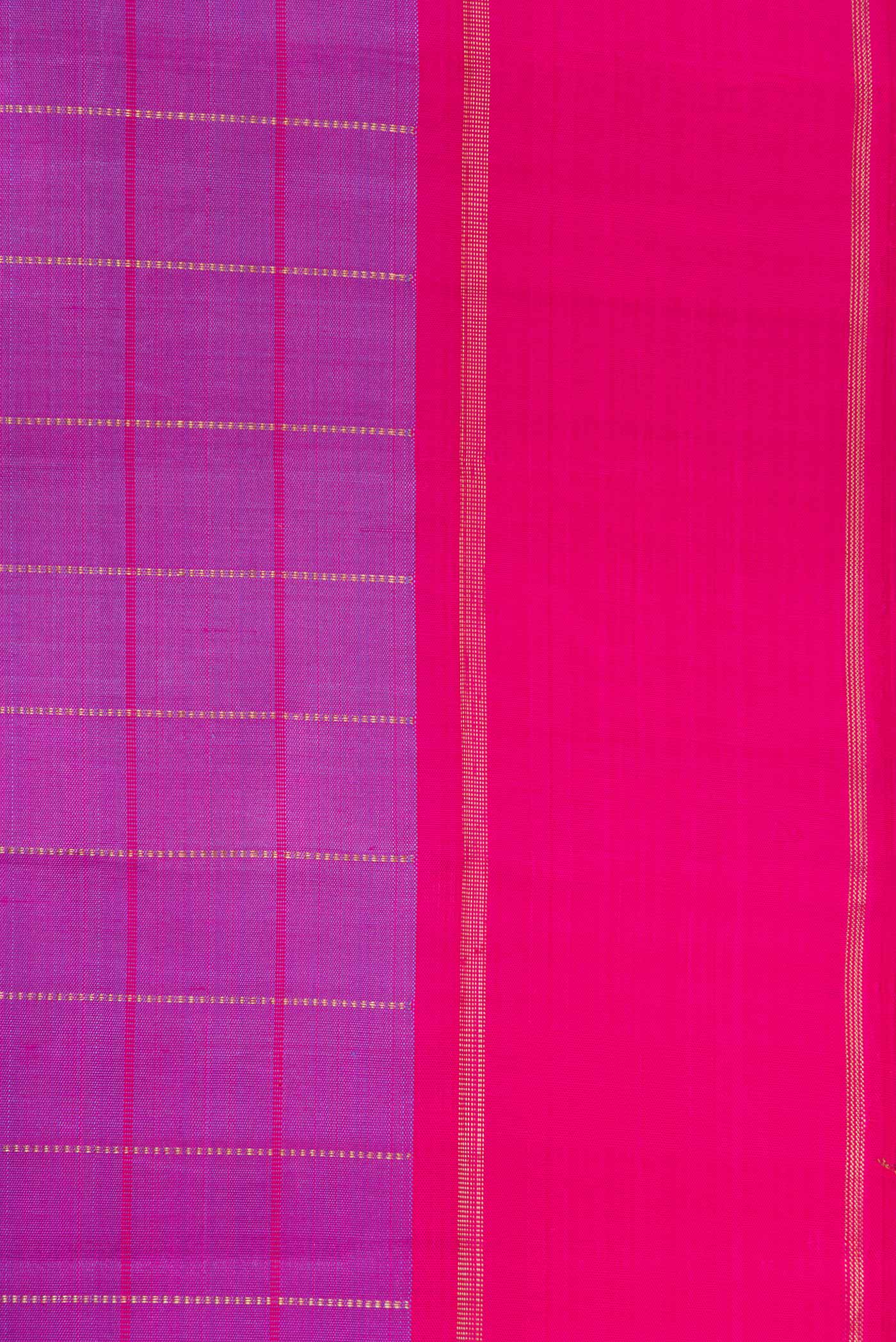 Border image of Purple Dual Tone Kanjivaram Silk Saree with Checked design on the body and Zari Border. 
