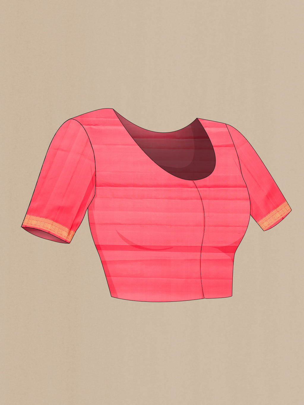 Close up image of the blouse of Yellow Dual Tone Kanchipuram Silk Saree with Zari Butta on the body and Zari Border