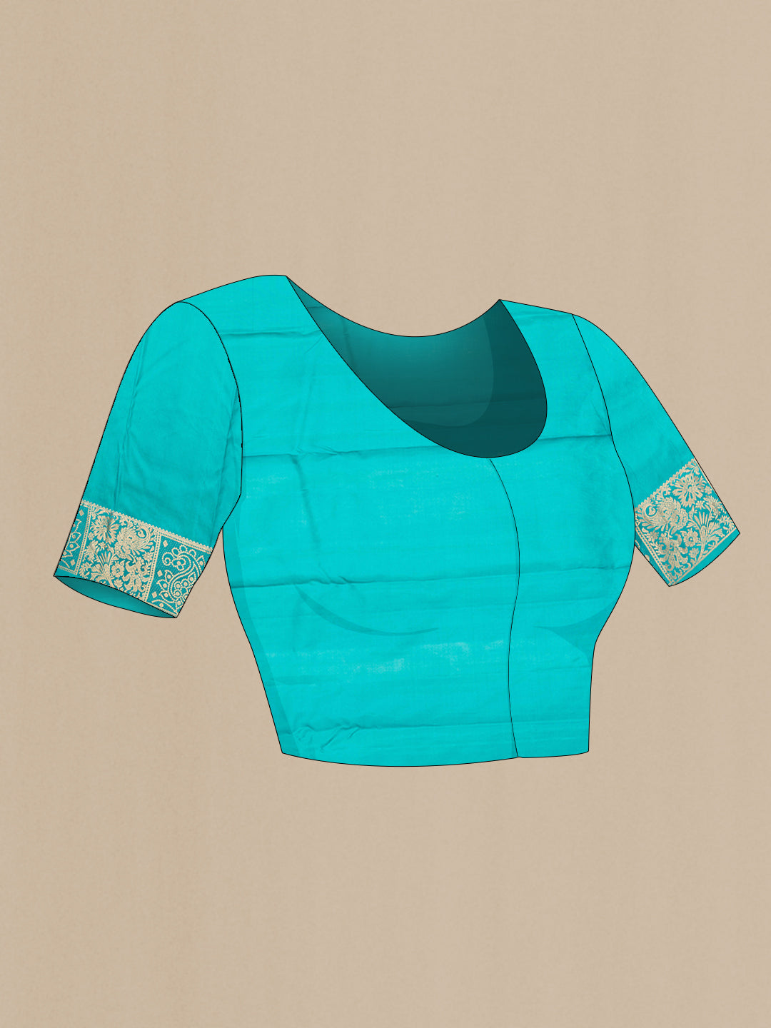 Close up image of the blouse of Pink Dual Tone Kanchipuram Silk Saree with Zari Butta on the body and Zari Border. 
