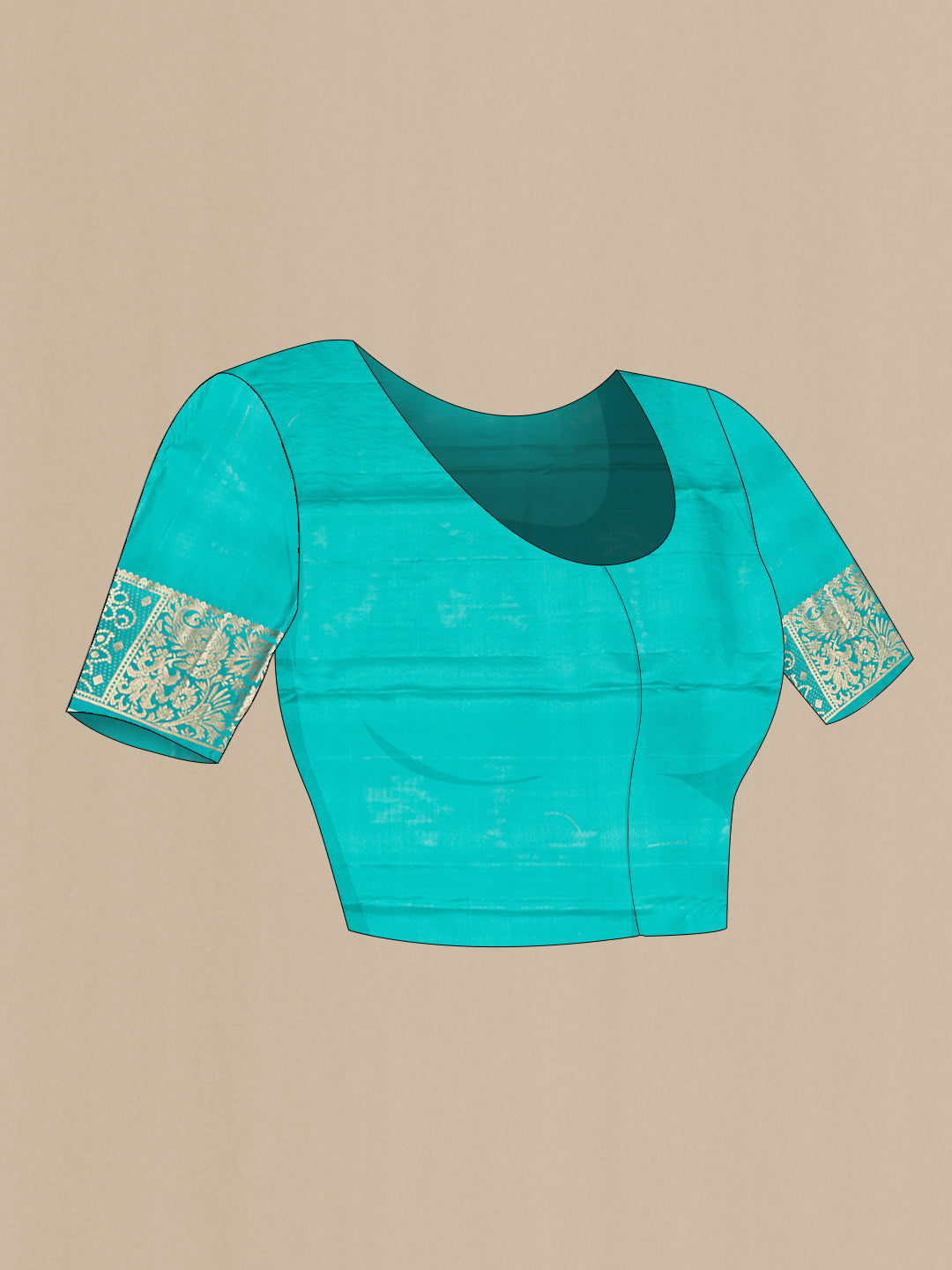 Close up image of the blouse of Pink Dual Tone Kanchipuram Silk Saree with Zari Butta on the body and Zari Border. 