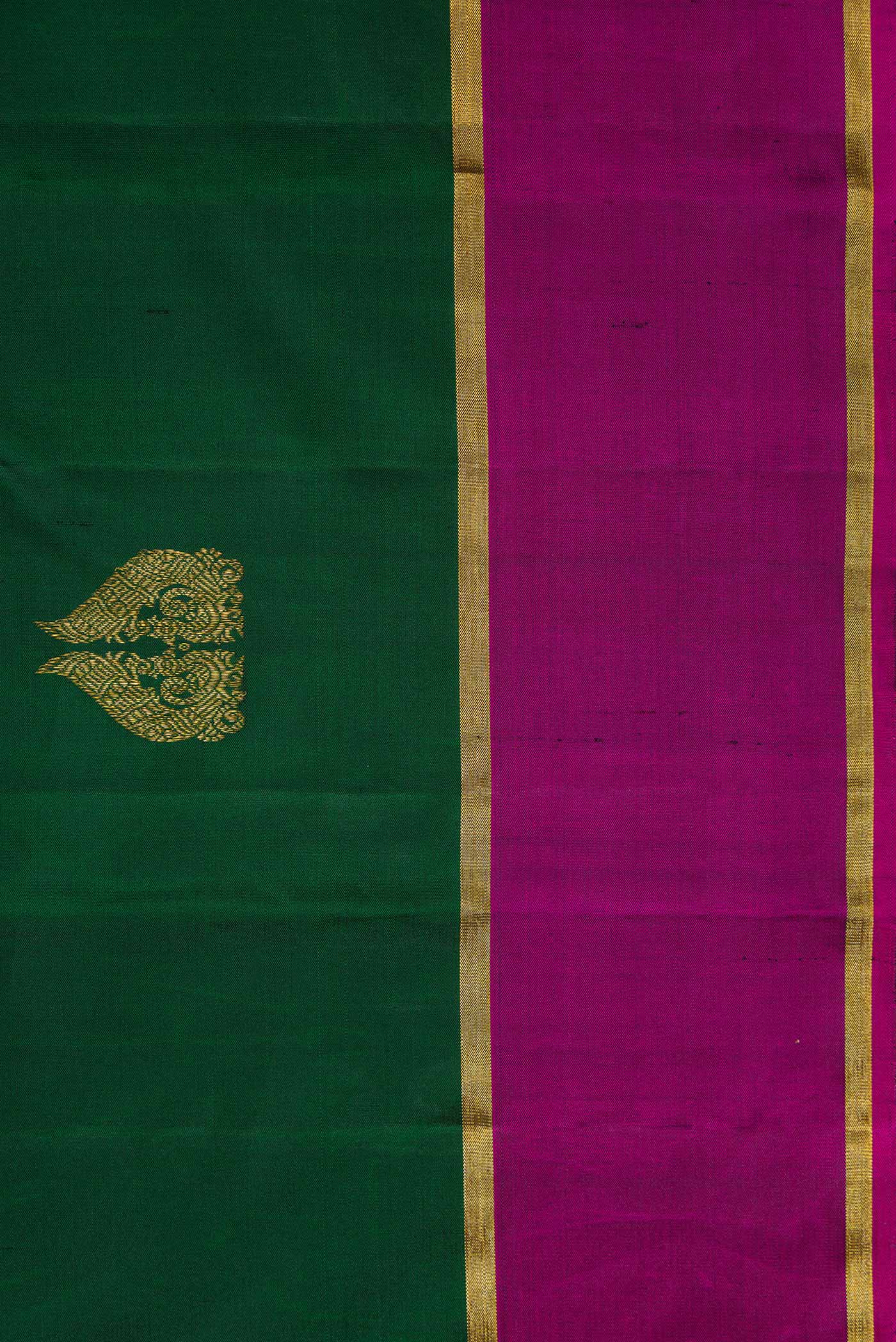 Border image of Green Dual Tone Kanchipuram Silk Saree with Zari Butta on the body and Zari Border