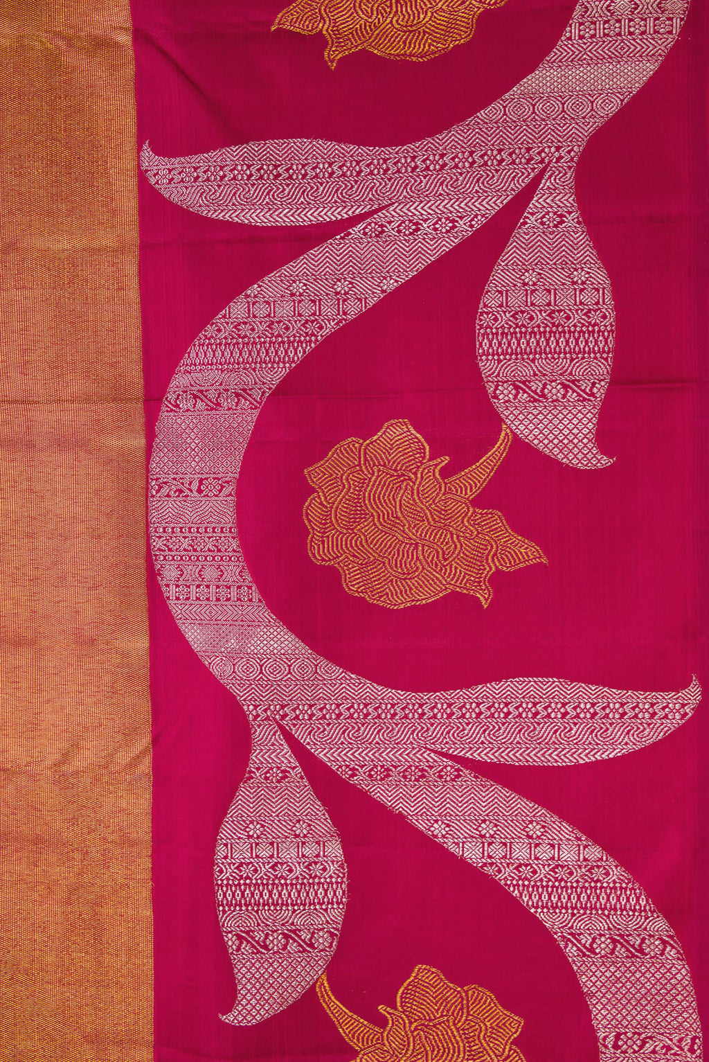 Border image of Maroon Dual Tone Kanjivaram Silk Saree with Zari Brocade on the body and Zari Border. 