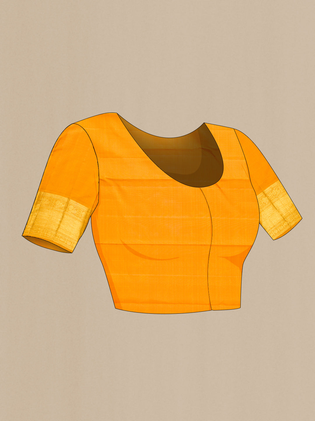 Close up image of the blouse of Green Dual Tone Kanchipuram Silk Saree with Zari Brocade on the body and Zari Border. 