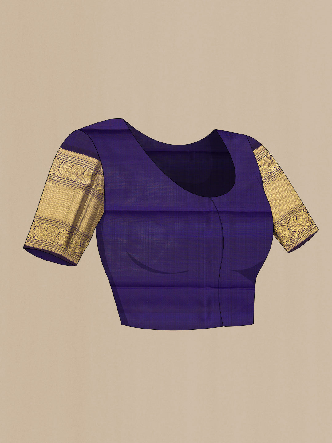 Close up image of the blouse of Pure Silk Pure Zari Pink Dual Tone Kanchipuram Saree with Zari Brocade on the body and Zari Border