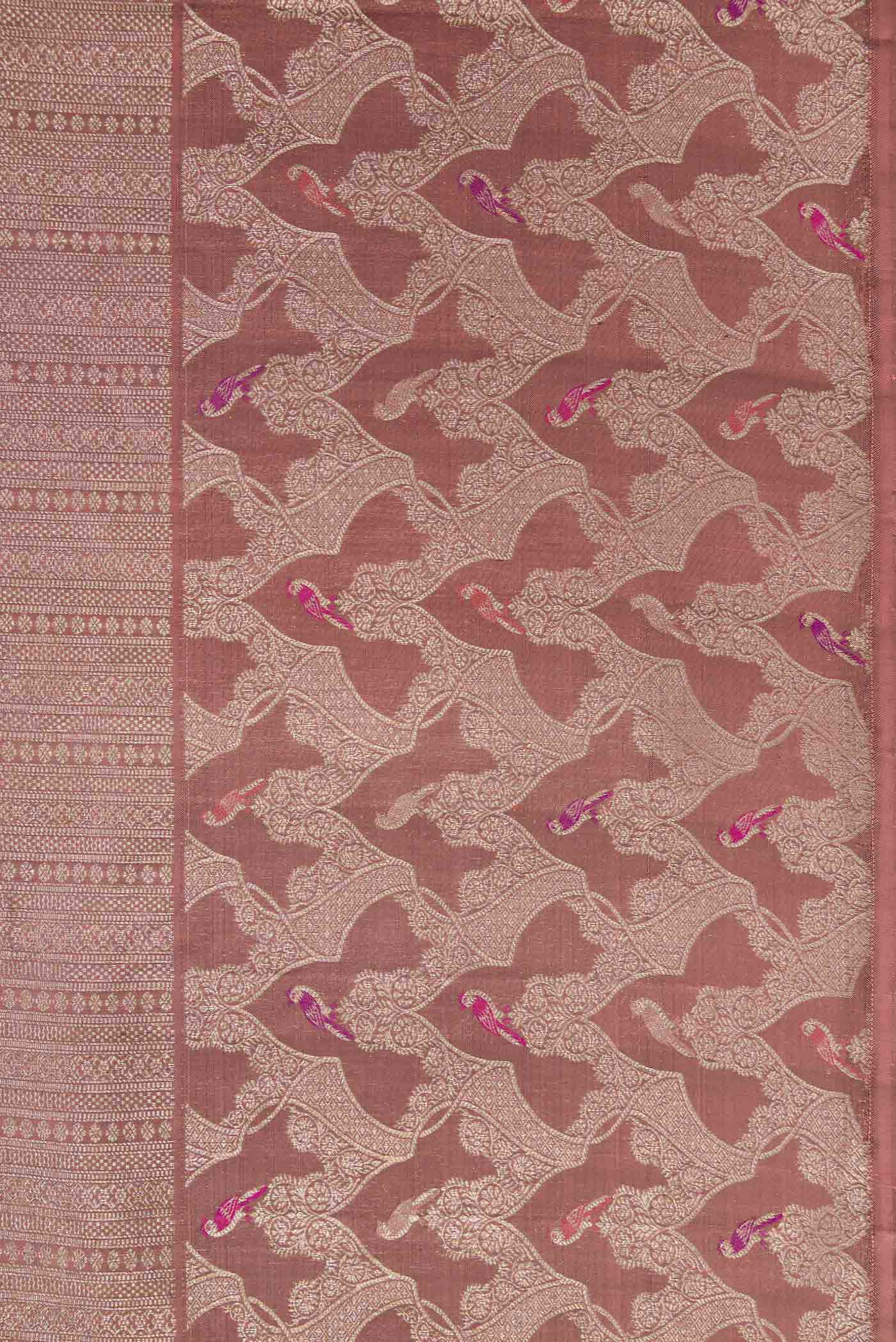 Border image of Pure Silk Pure Zari Brown Dual Tone Kanchipuram Saree with Zari Brocade on the body and Fancy Border