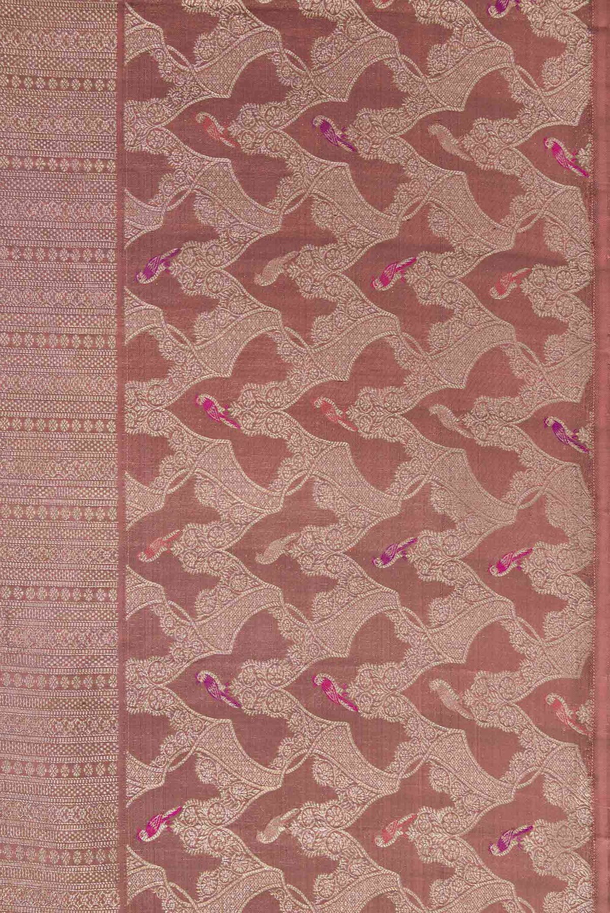 Border image of Pure Silk Pure Zari Brown Dual Tone Kanchipuram Saree with Zari Brocade on the body and Fancy Border