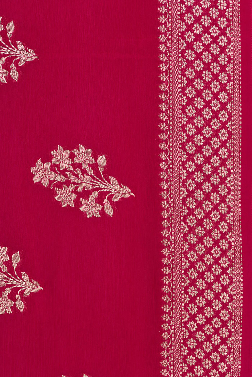 Border image of Dark Pink Dual Tone Blended Banarasi Silk Saree with Zari Butta on the body and Zari Border. 