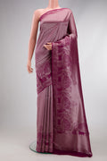 Magenta Dual Tone Blended Georgette Saree with Zari Brocade on the body and Zari Border.  displayed on a mannequin