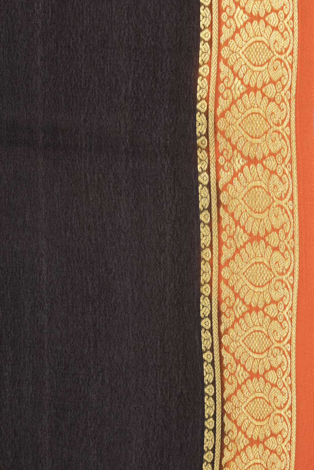Border image of Black Dual Tone Mysore Silk Saree with Plain Body and Zari Border. 