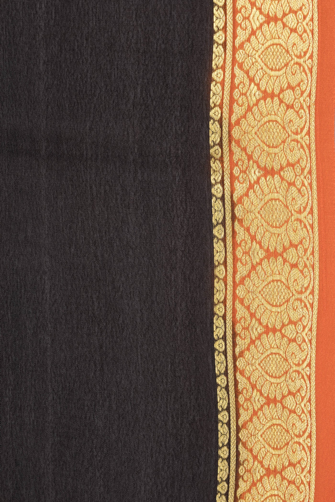 Border image of Black Dual Tone Mysore Silk Saree with Plain Body and Zari Border. 
