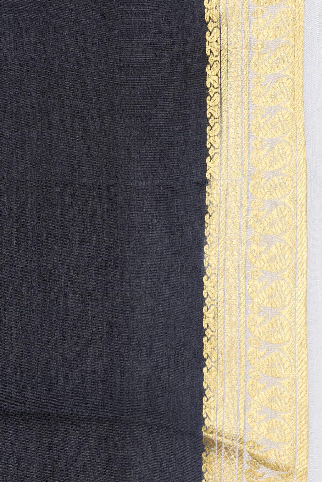 Border image of Black Dual Tone Mysore Silk Saree with Plain Body and Zari Border. 