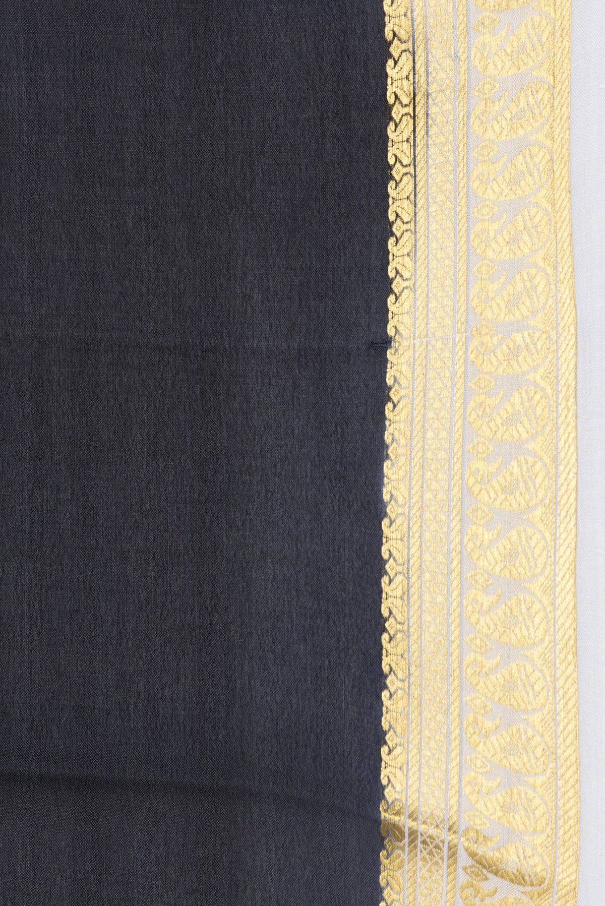 Border image of Black Dual Tone Mysore Silk Saree with Plain Body and Zari Border. 