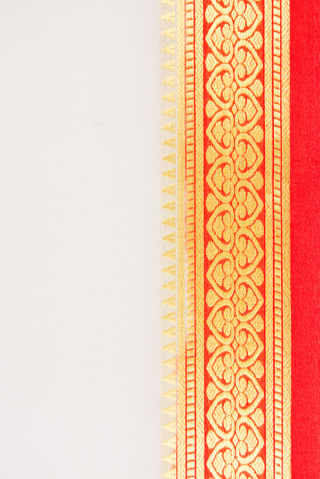 Border image of Off White Dual Tone Mysore Silk Saree with Plain Body and Zari Border. 