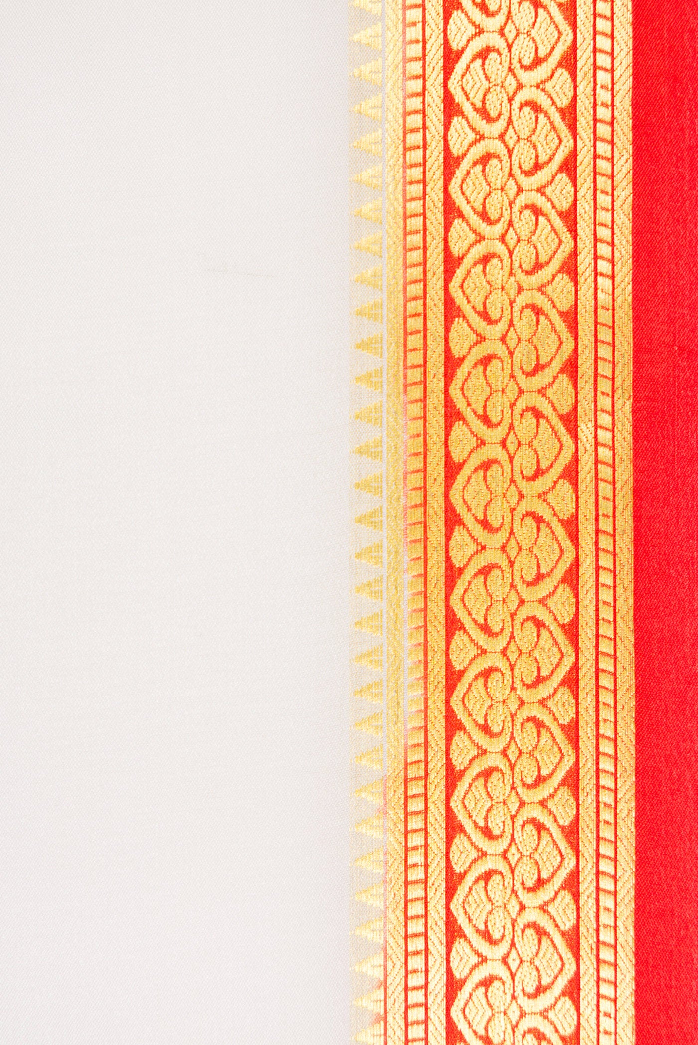 Border image of Off White Dual Tone Mysore Silk Saree with Plain Body and Zari Border. 