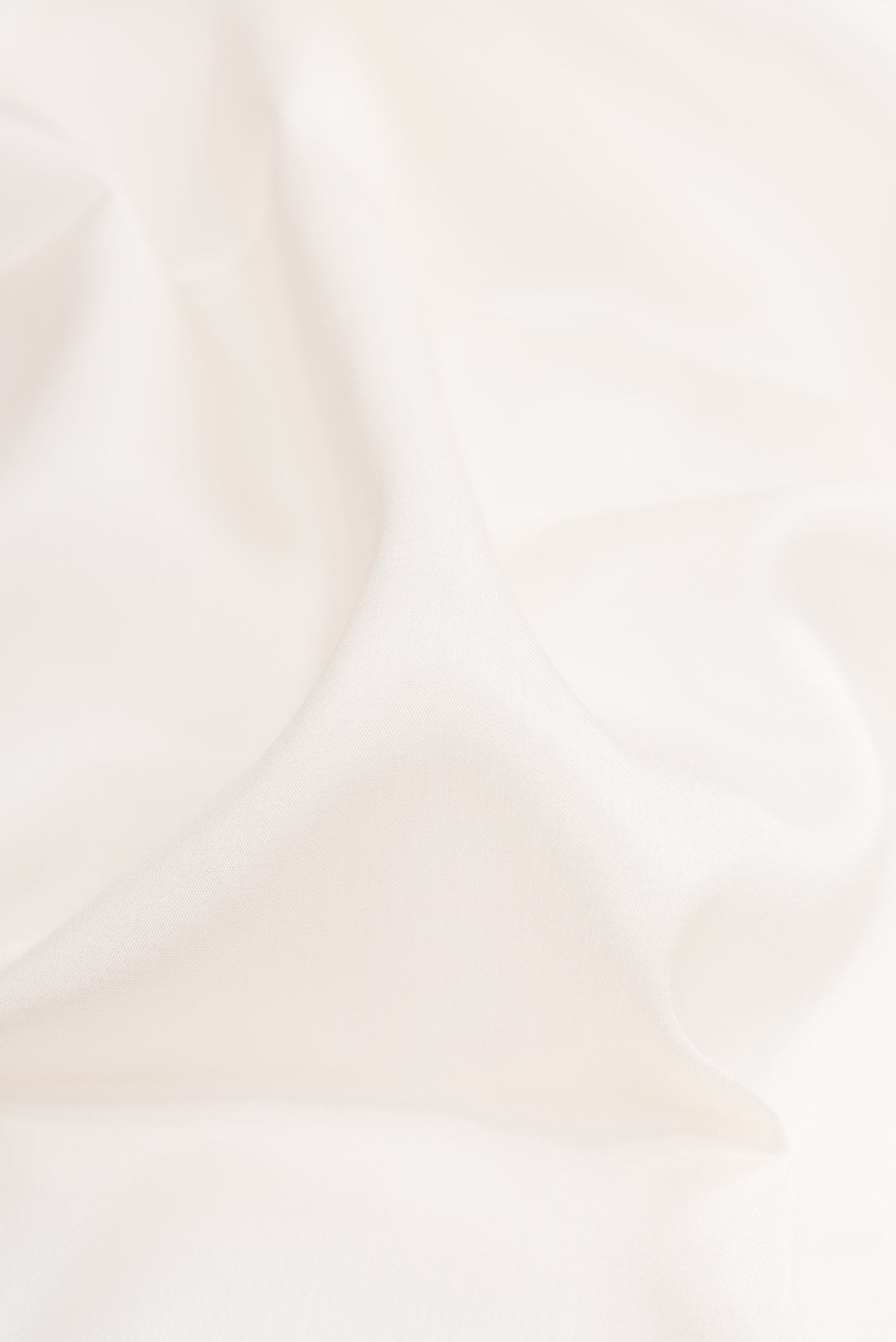 Close up of Off White Dual Tone Mysore Silk Saree with Plain Body and Zari Border.  displaying folds
